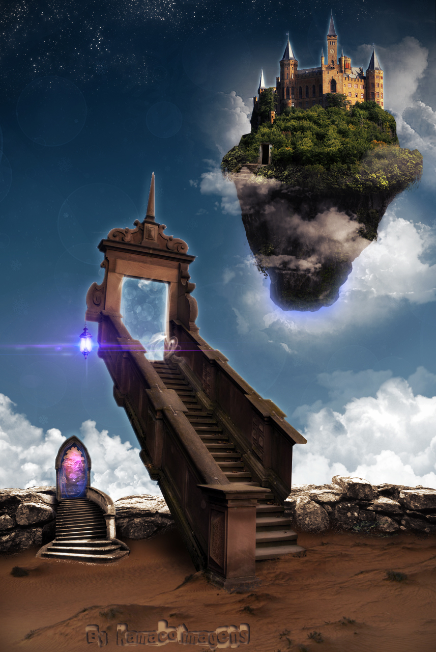 General 857x1280 photoshopped abstract stairs island castle lantern