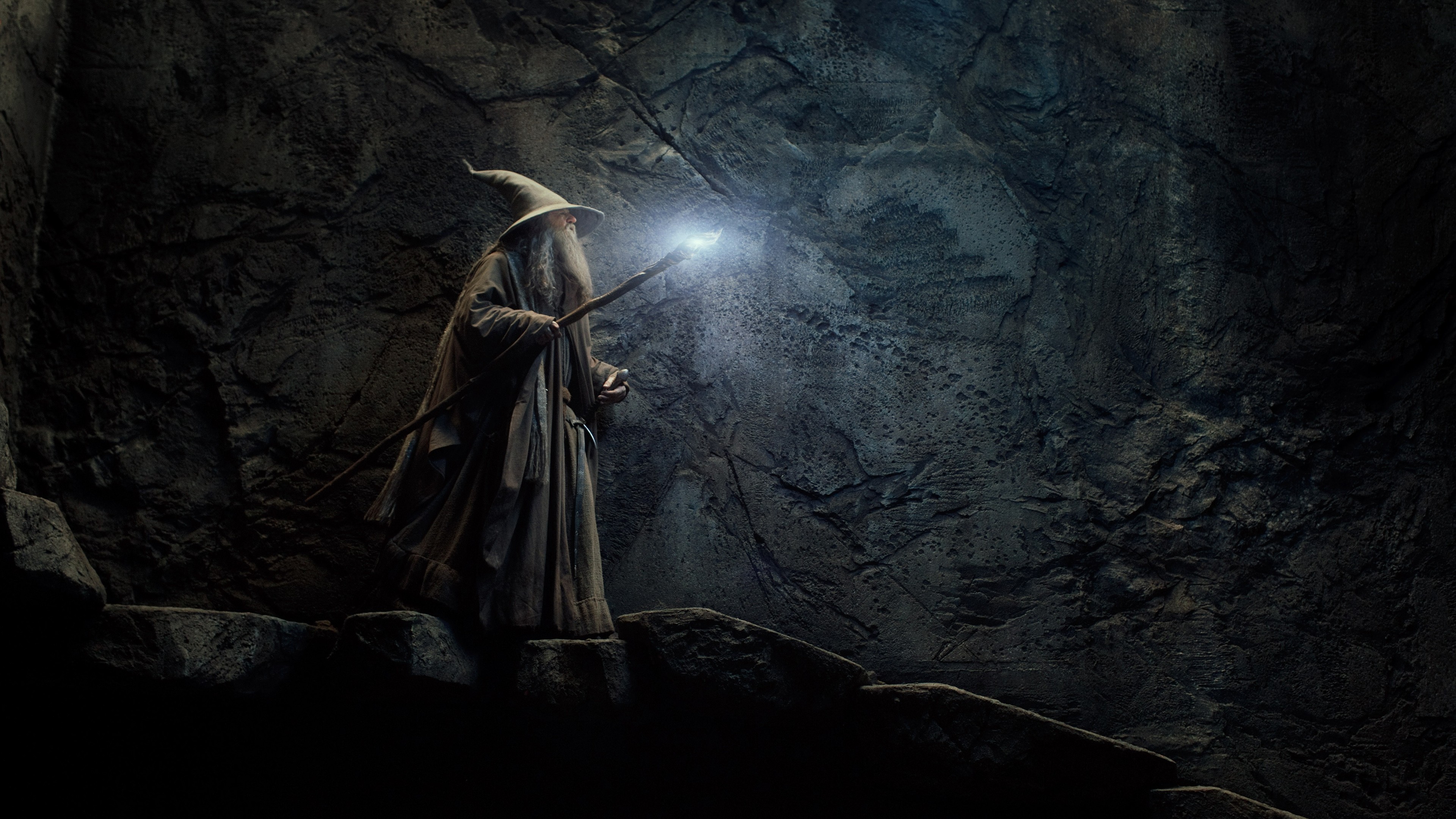 General 3840x2160 movies The Lord of the Rings The Hobbit The Hobbit: The Desolation of Smaug Gandalf film stills wizard Ian McKellen staff