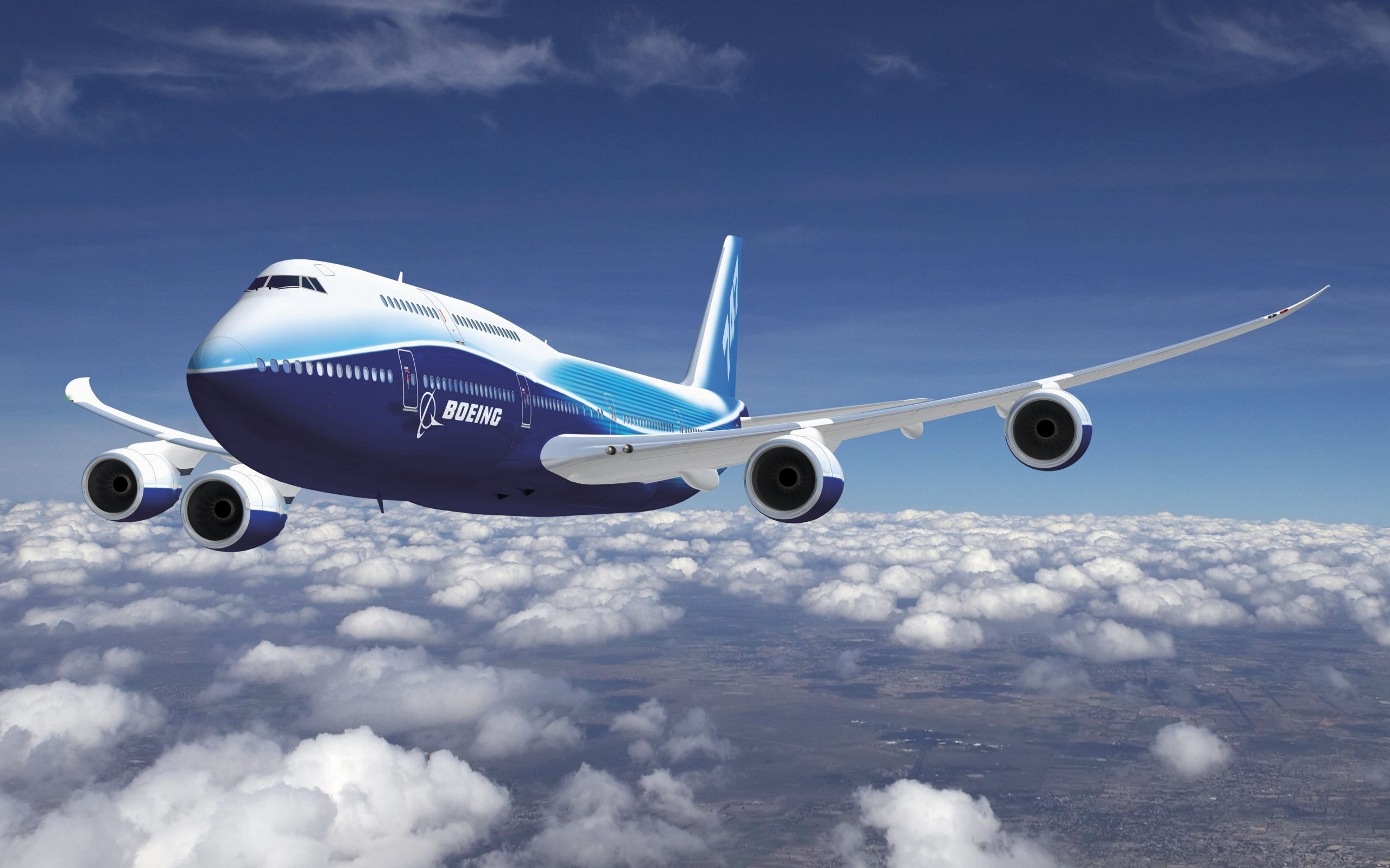 General 2560x1600 sky aircraft clouds passenger aircraft wings flying airplane Boeing Boeing 747 vehicle CGI