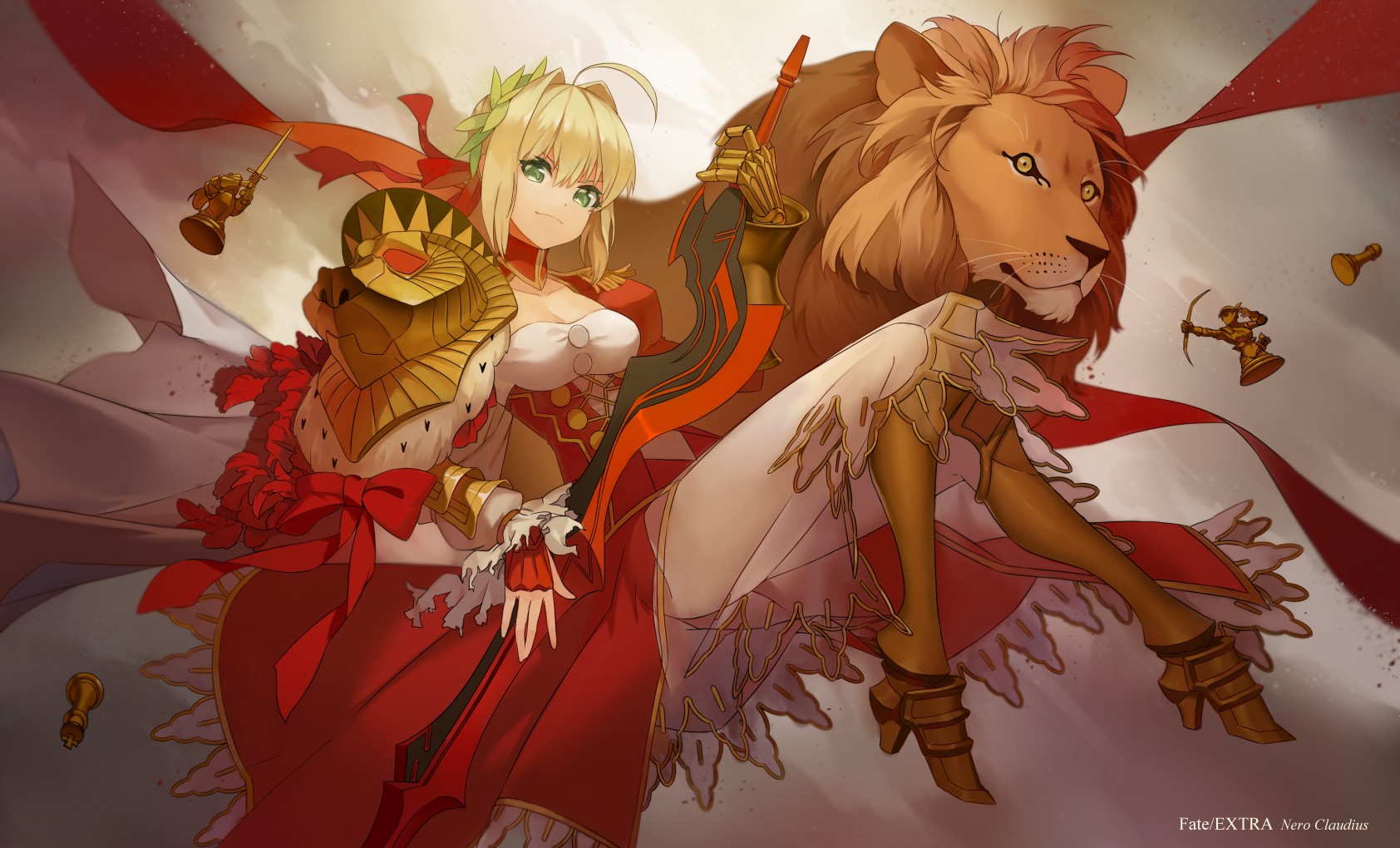 Anime 1684x1020 anime girls artwork digital art Nero Claudius Fate series lion