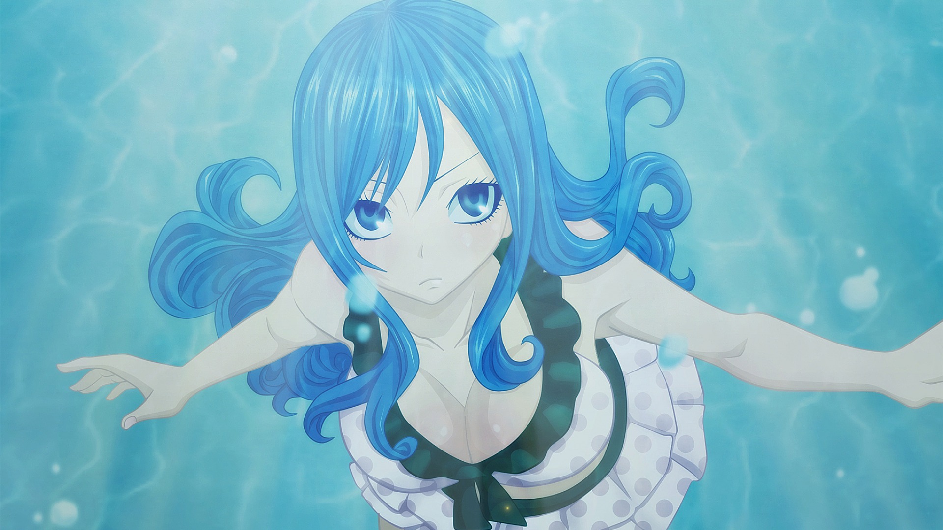 Anime 1920x1080 Fairy Tail Lockser Juvia anime girls big boobs underwater blue hair blue eyes anime cyan