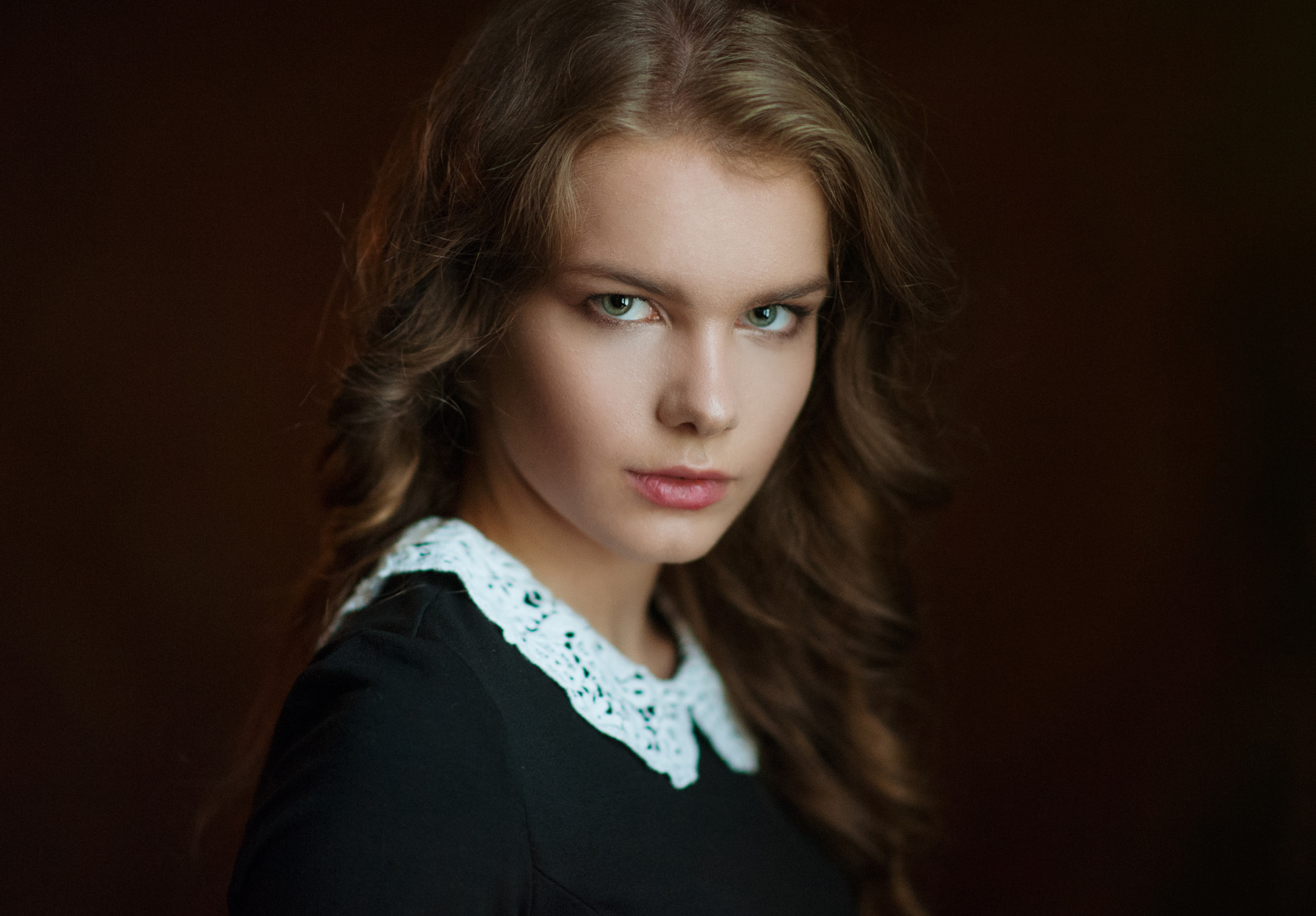 People 2048x1425 women Maxim Maximov portrait simple background face blonde