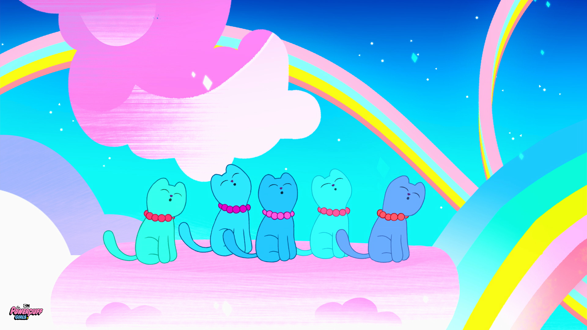 General 1920x1080 Powerpuff Girls cartoon Cartoon Network colorful cyan rainbows CMYK