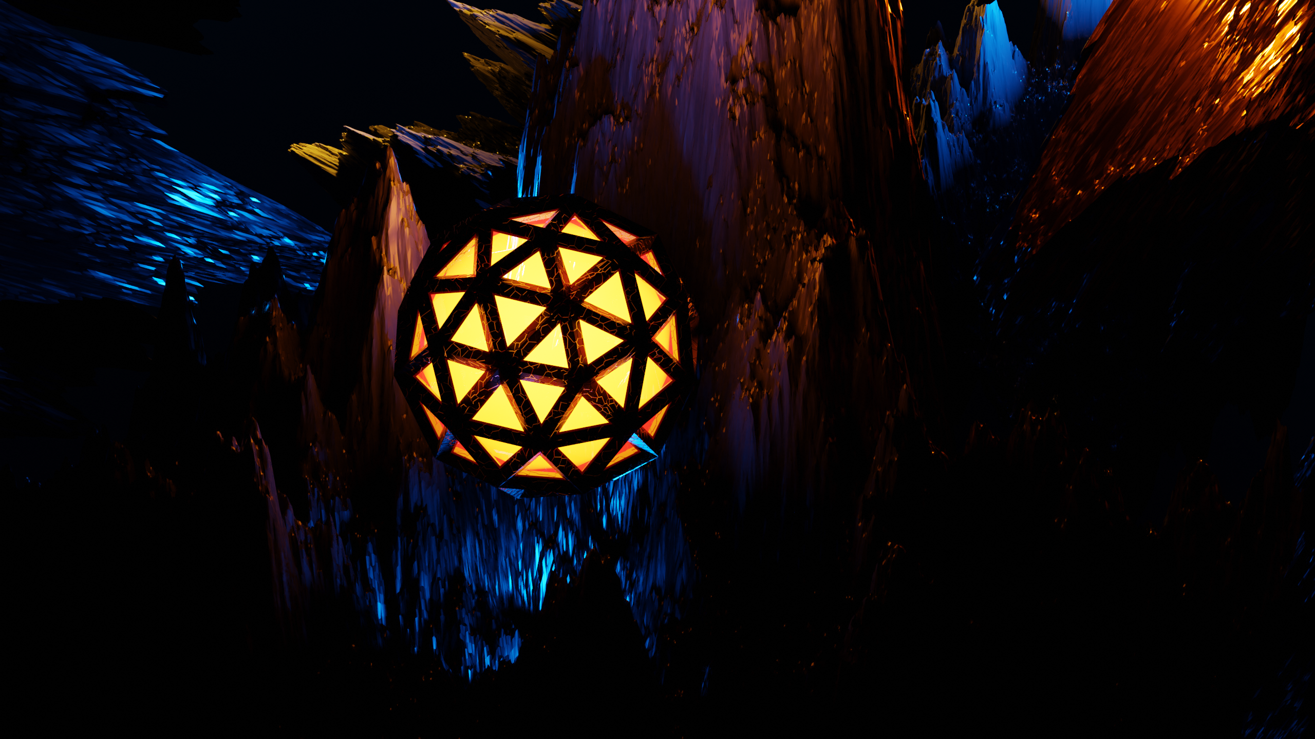 General 2560x1440 3D Abstract Blender science fiction space alien orb abstract digital art