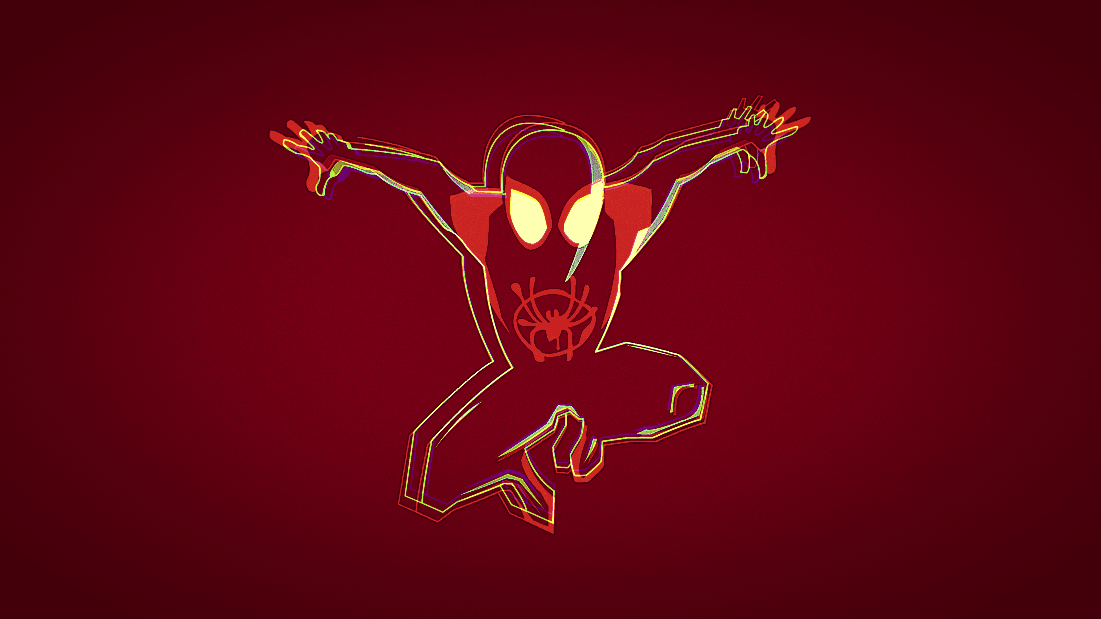 General 3840x2160 Spider-Man Spider-Man: Into the Spider-Verse digital art red artwork red background