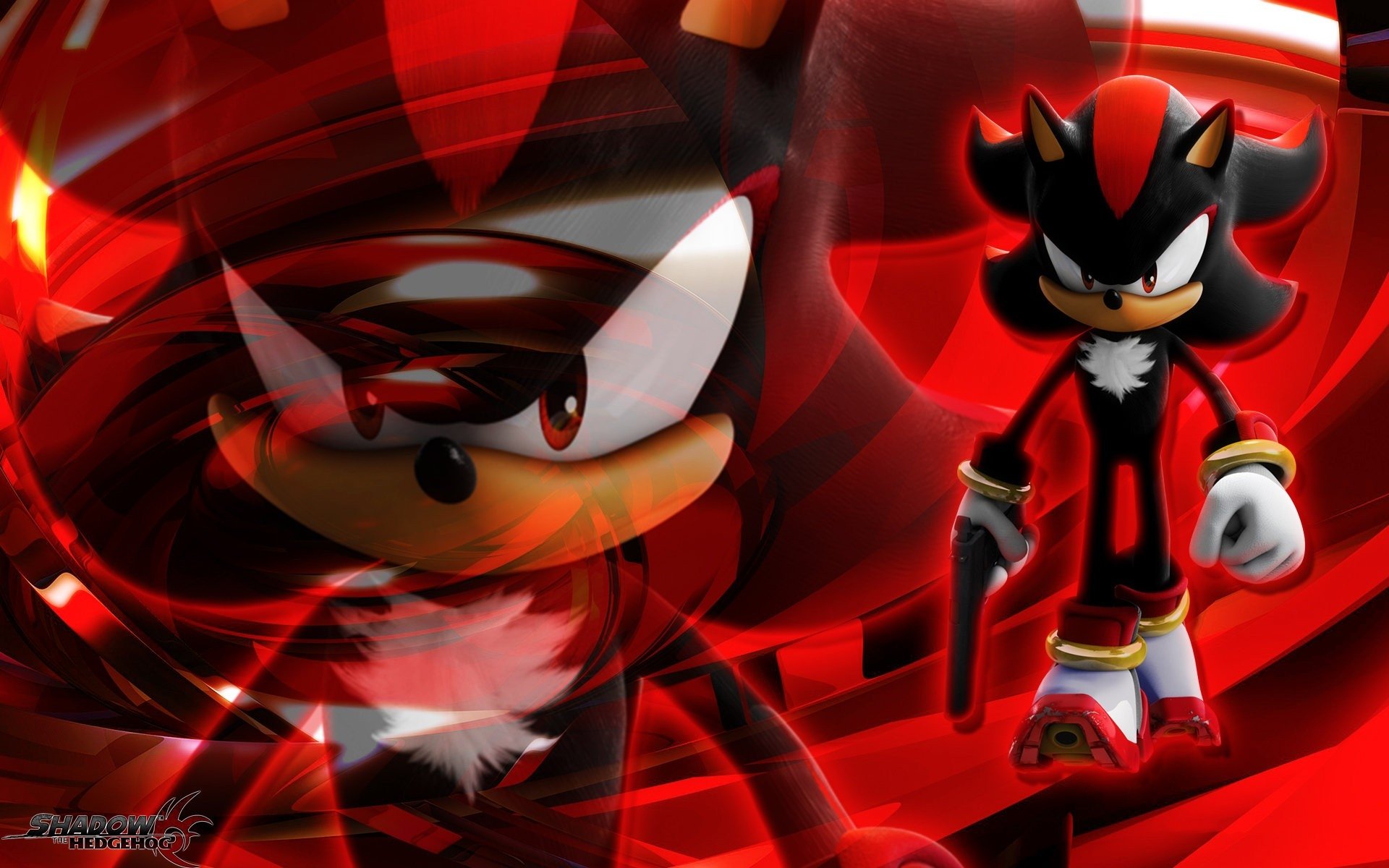 General 1920x1200 Shadow the Hedgehog red Sonic the Hedgehog video games video game art red background gun weapon red eyes