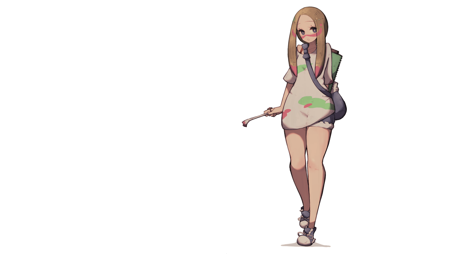 Anime 1920x1080 anime anime girls simple background Pokémon Pokemon Sun and Moon thighs thigh-highs shorts short shorts blonde LambOic029
