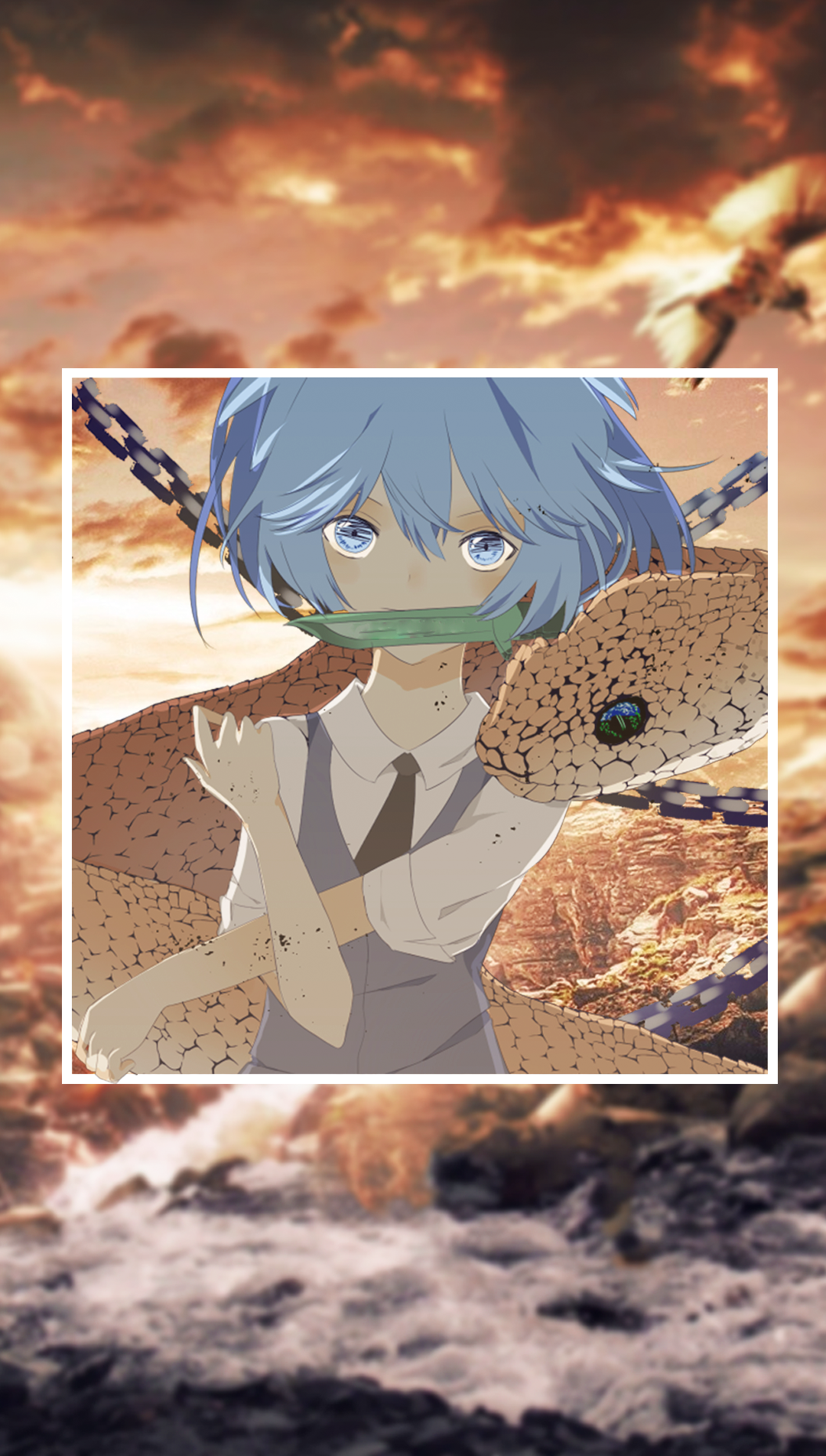 Anime 1080x1902 anime picture-in-picture blue hair blue eyes snake short hair Ansatsu Kyoushitsu Shiota Nagisa