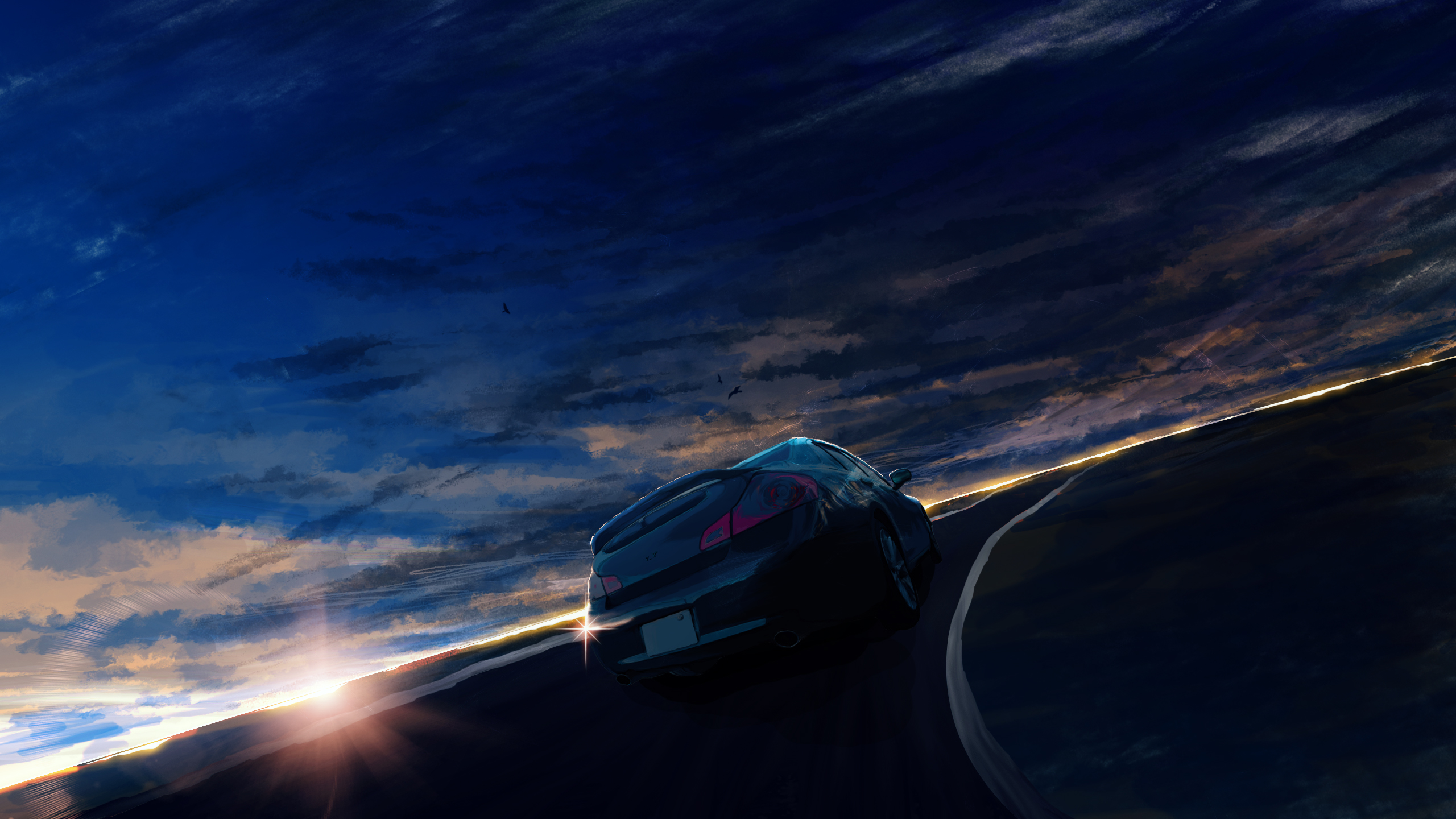 Anime 2560x1440 daybreak frontline car daybreak road vehicle dark sunlight sky