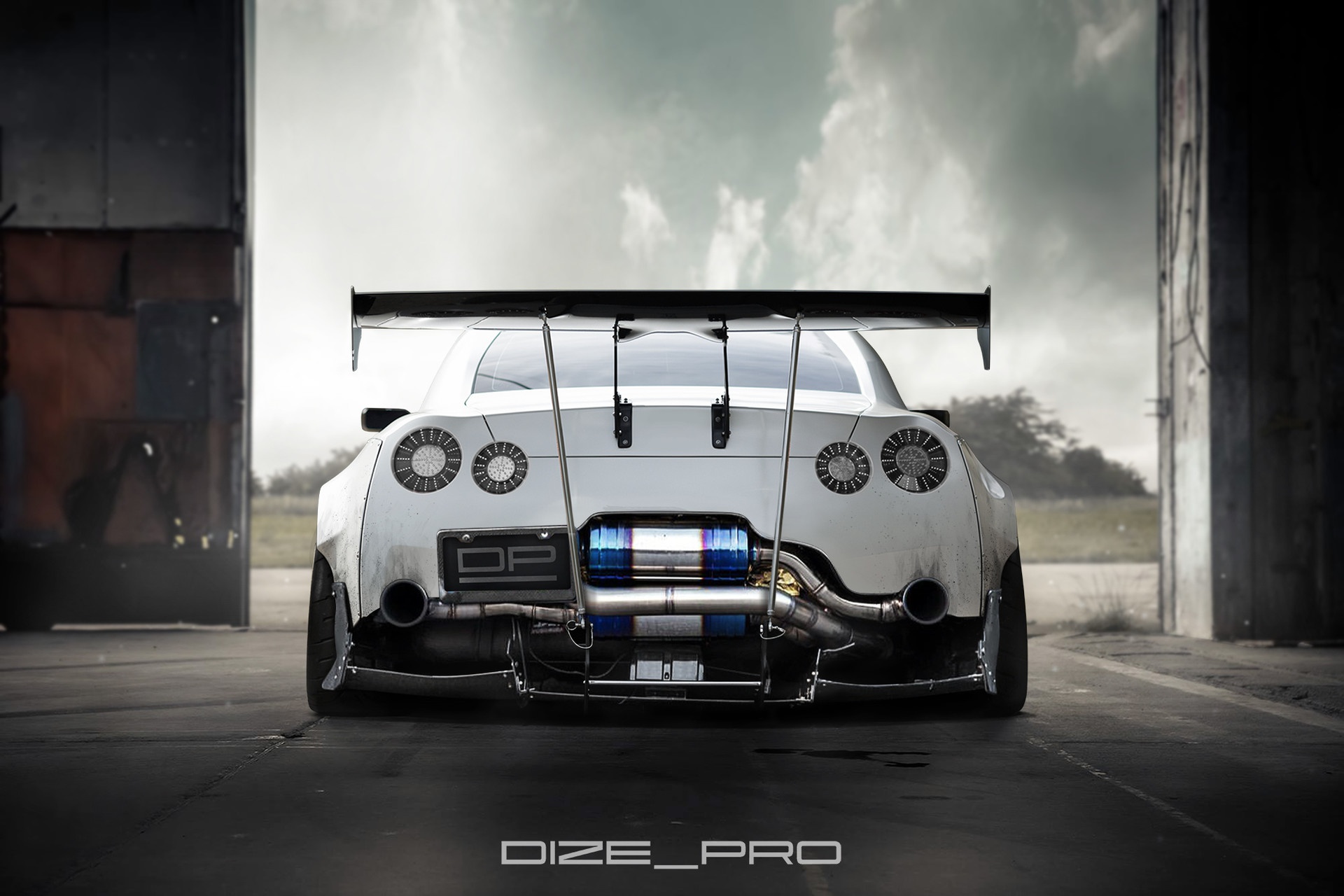 General 1920x1280 car vehicle Dmitry Shulgin Nissan GT-R Nissan bodykit Japanese cars rear view overcast clouds sky