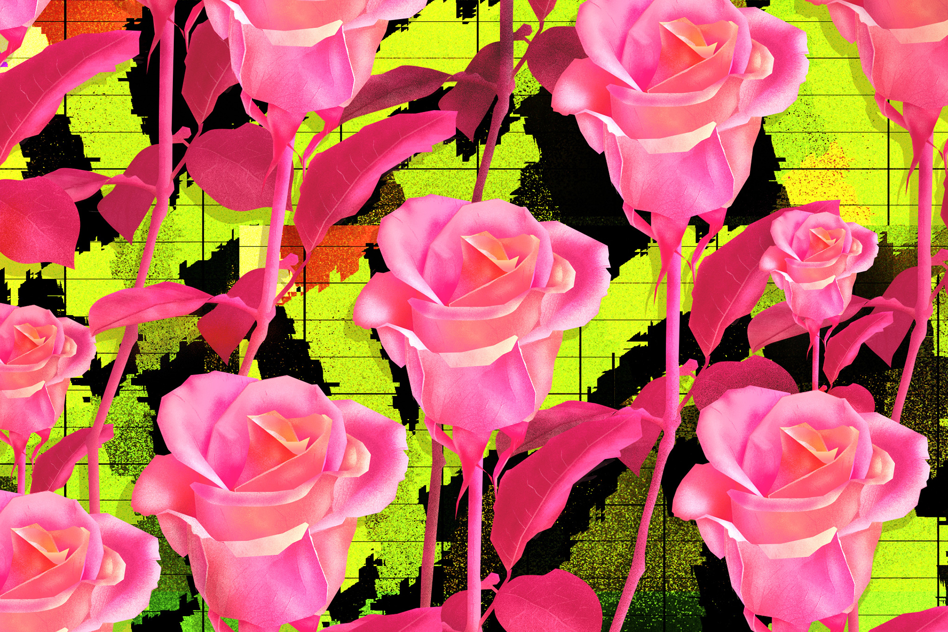 General 1920x1280 digital art rose flowers plants colorful
