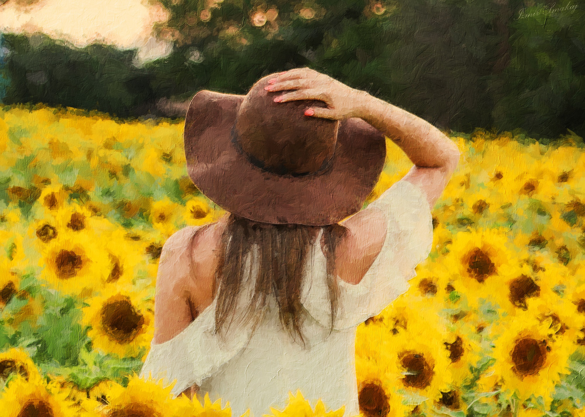 General 2000x1427 paint brushes painting flowers sunflowers women landscape