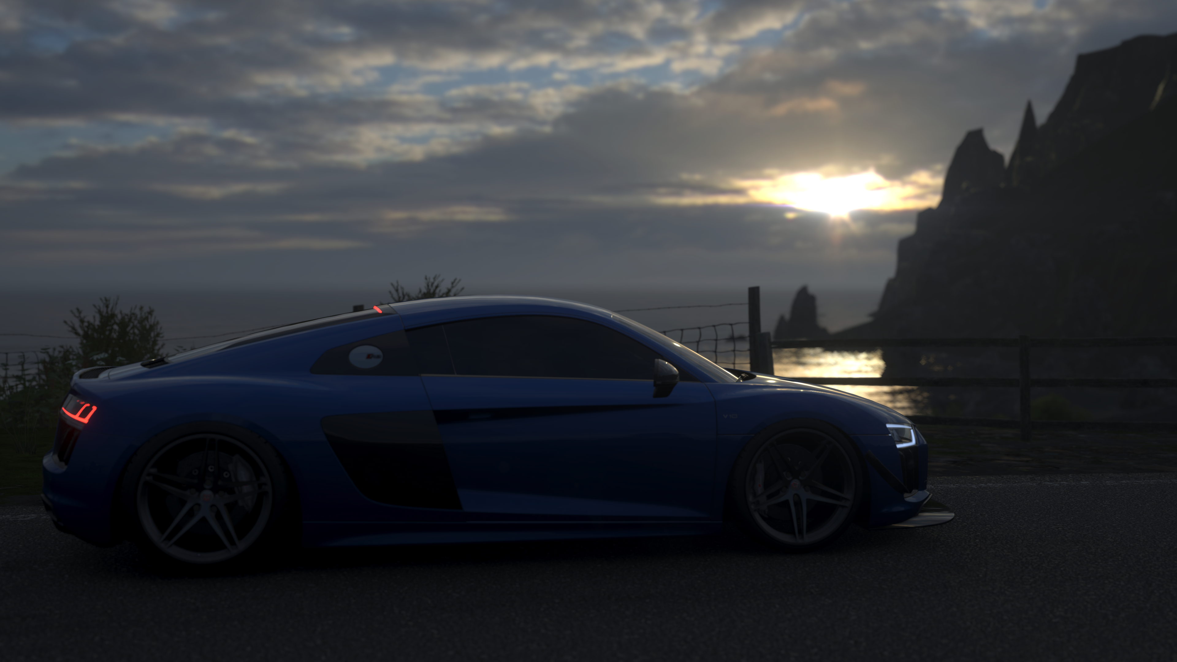 General 3840x2160 Forza Forza Horizon 4 video games car screen shot Audi R8 Audi side view vehicle blue cars