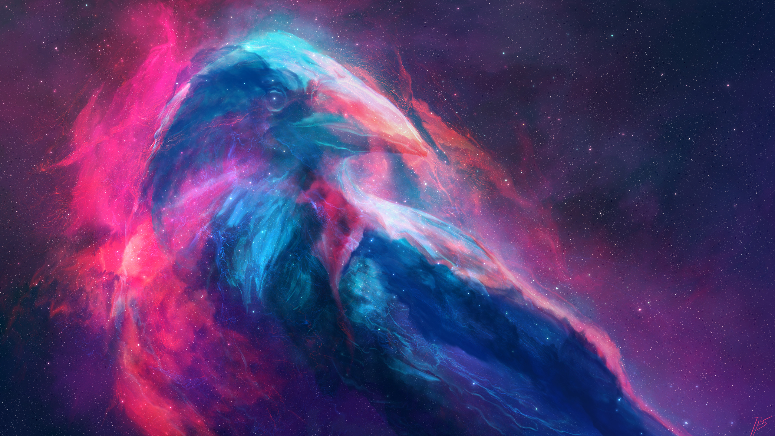 General 2560x1440 space art nebula JoeyJazz raven Nevermore