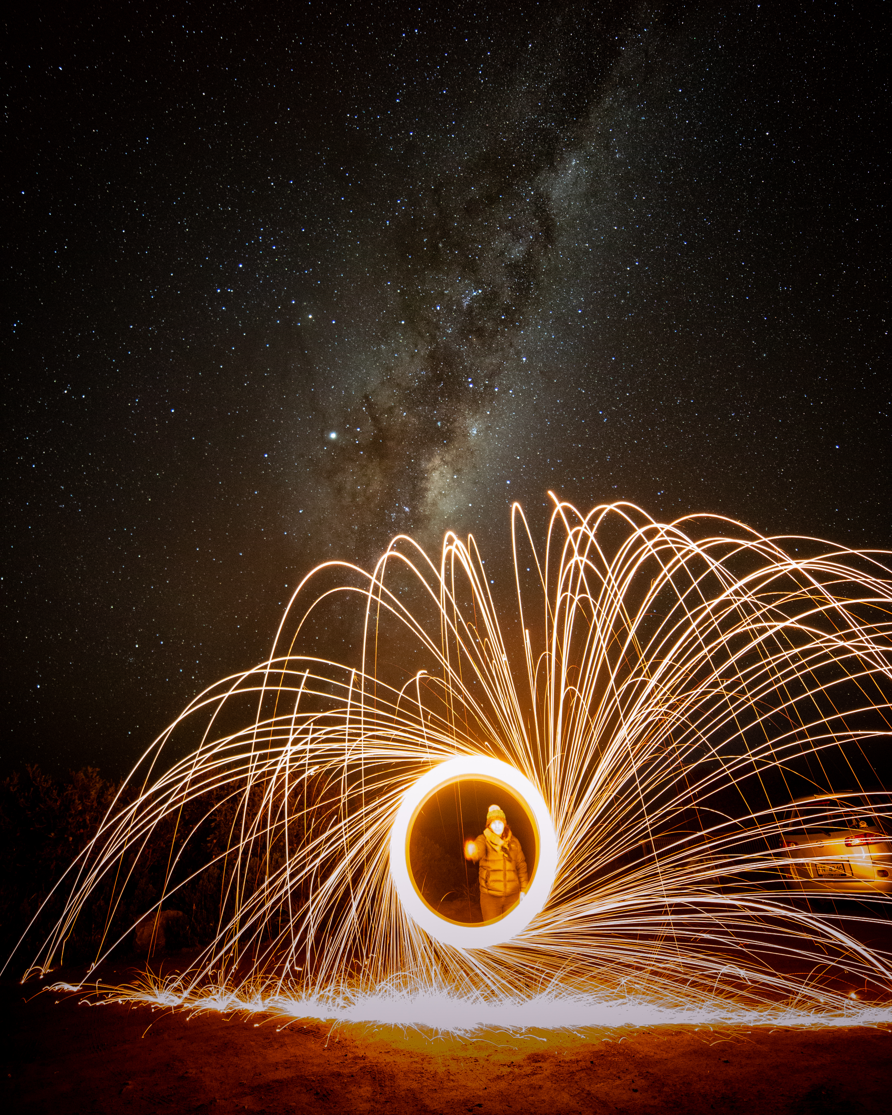 General 3648x4560 long exposure Milky Way fireworks light painting landscape Tasmania steel wool