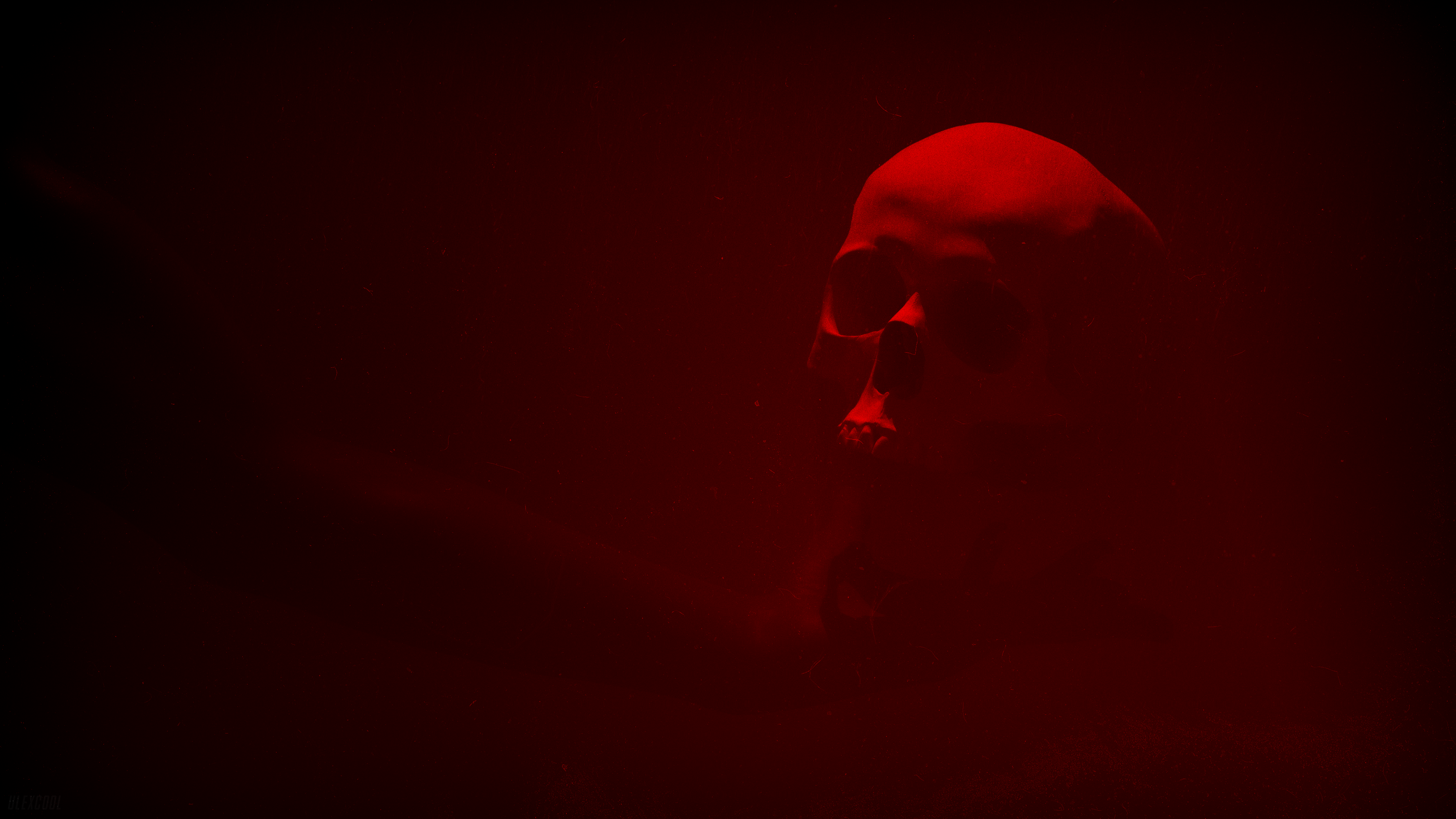 General 3840x2160 red mist skull red light hands low light digital art simple background