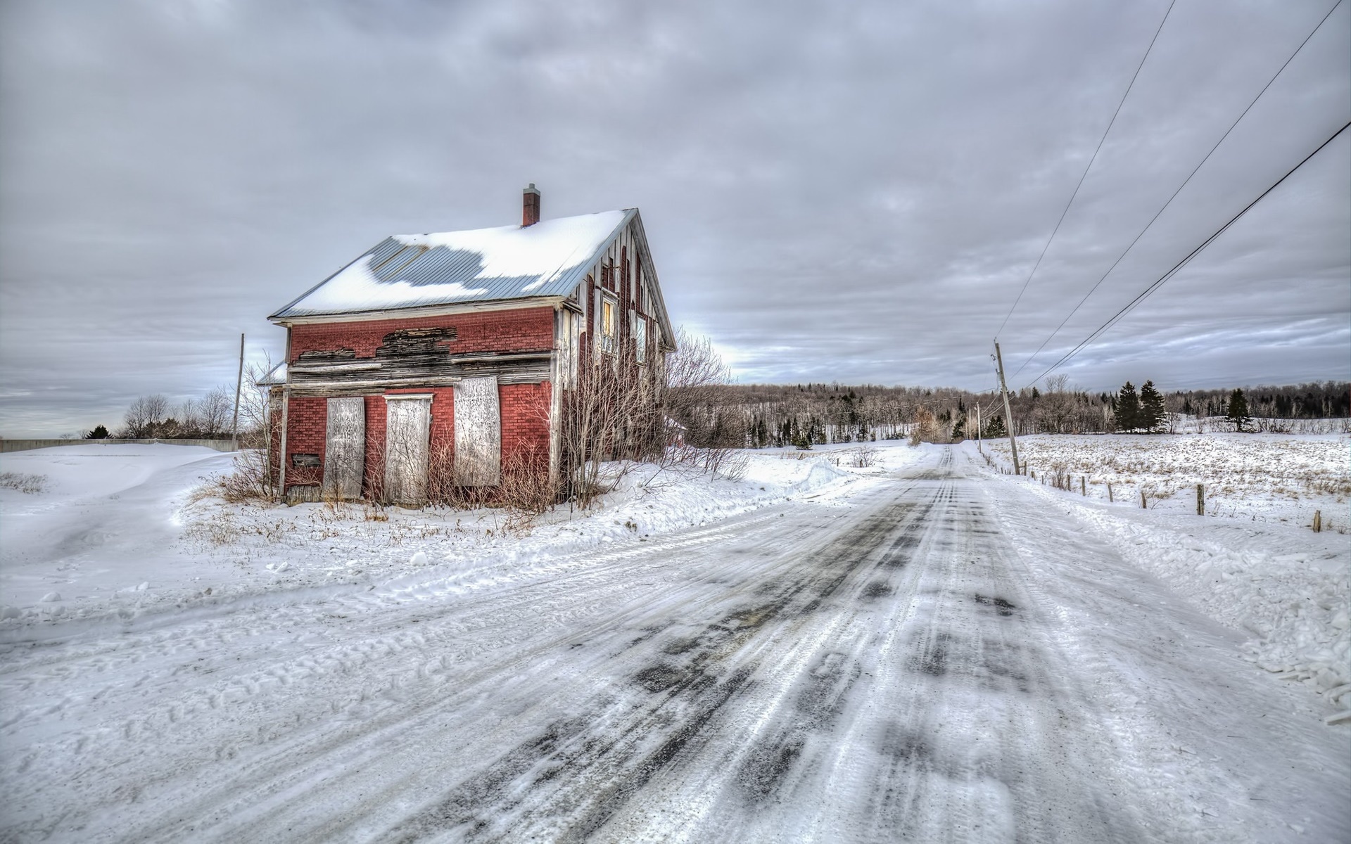 General 1920x1200 road building house winter snow outdoors HDR