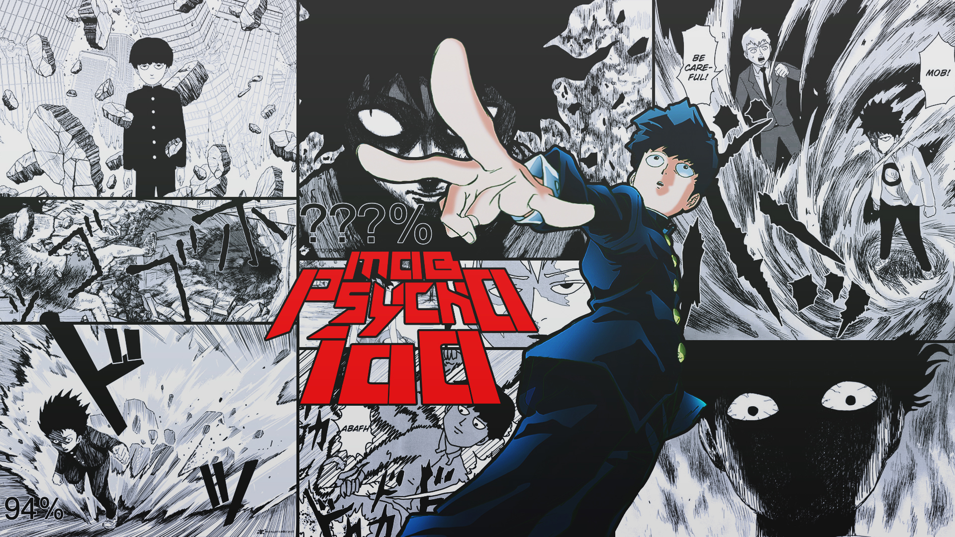 Anime 1920x1080 Mob Psycho 100 collage manga text Shigeo Kageyama Kageyama Shigeo school uniform