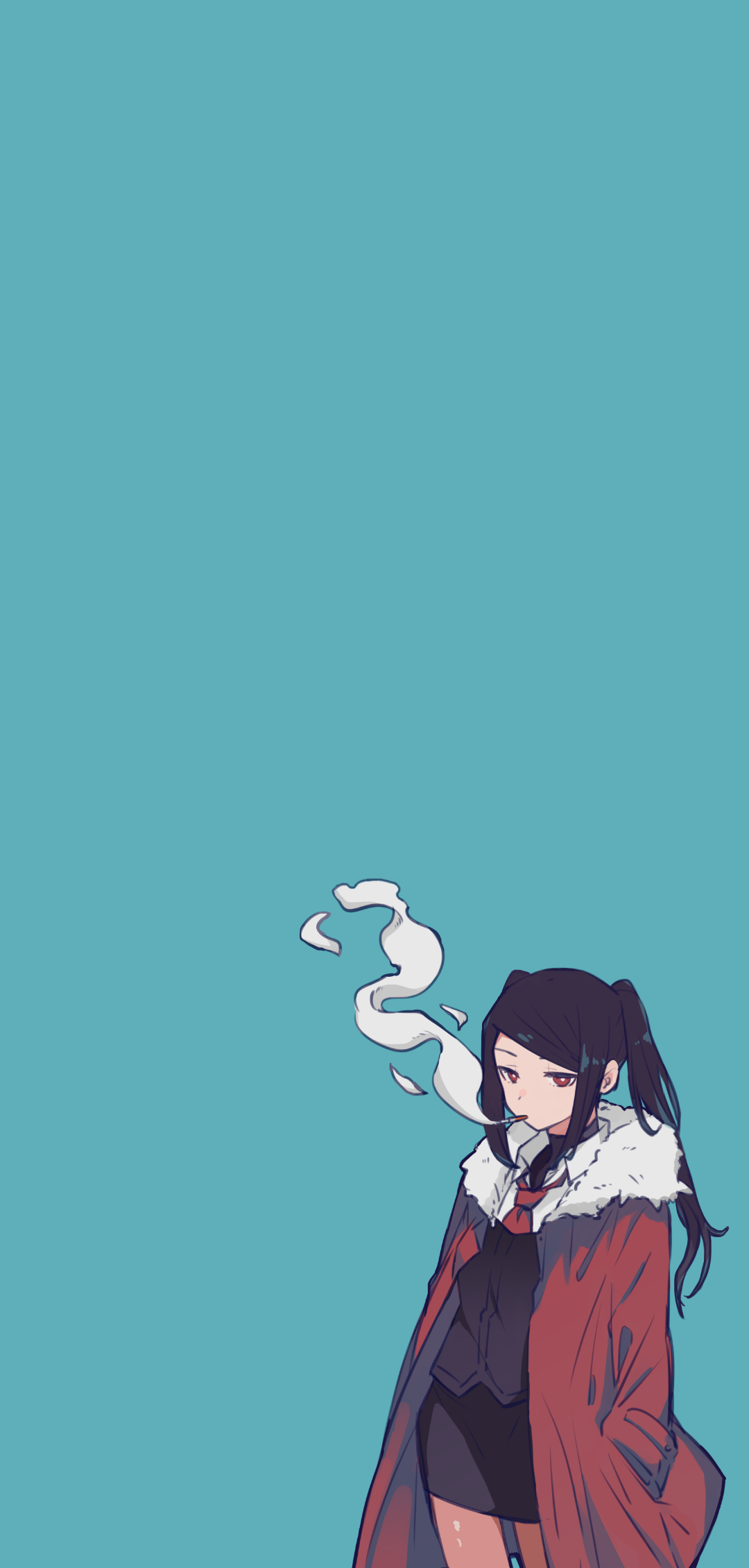 Anime 1080x2260 simple background Va-11 Hall-A Julianne Stingray smoking cigarettes cyan cyan background