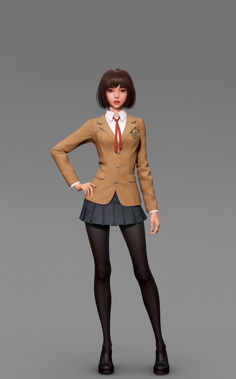 General 800x1280 Shin JeongHo 3D render school uniform miniskirt