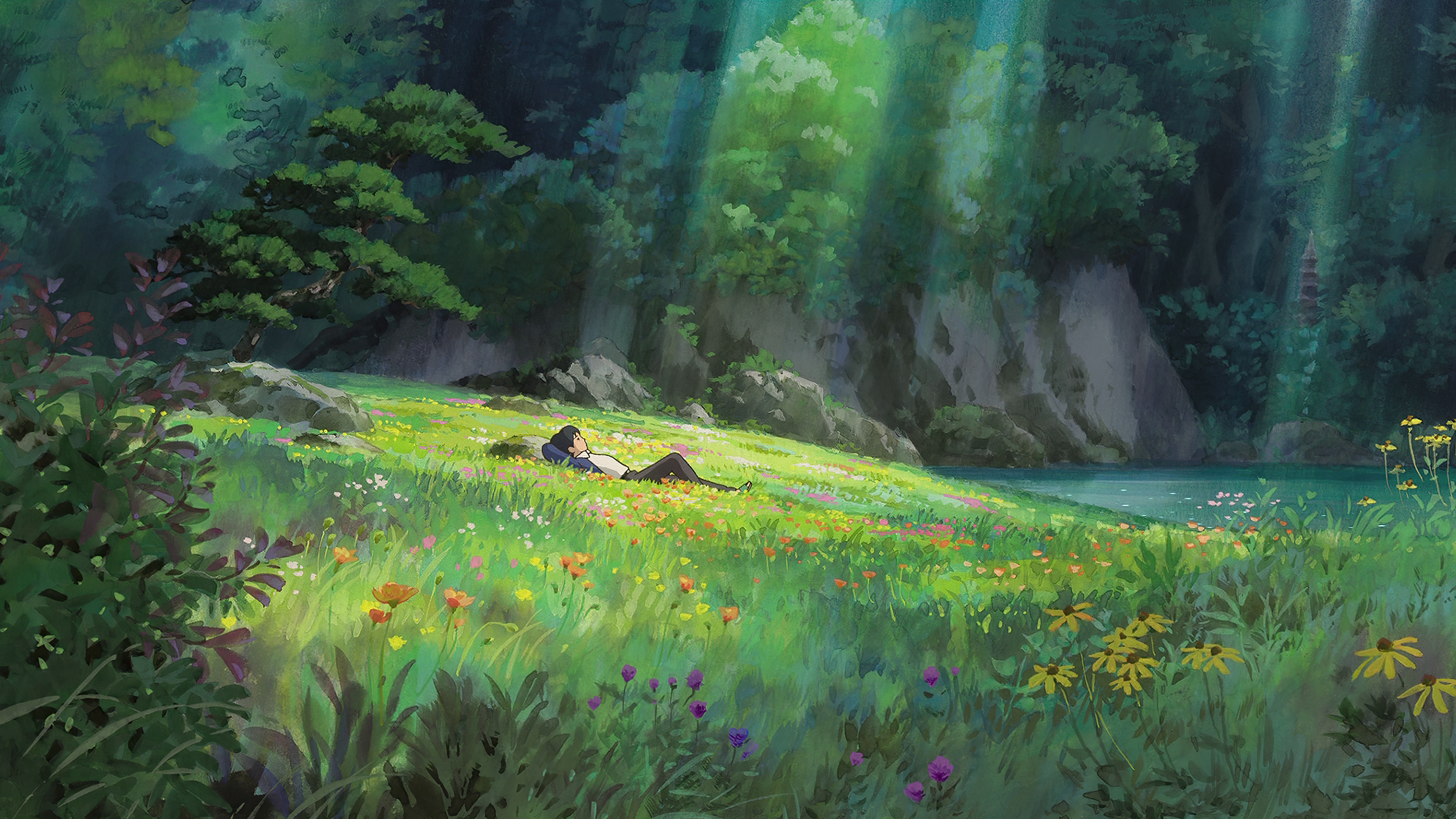 Anime 3840x2160 anime Studio Ghibli nature outdoors flowers plants