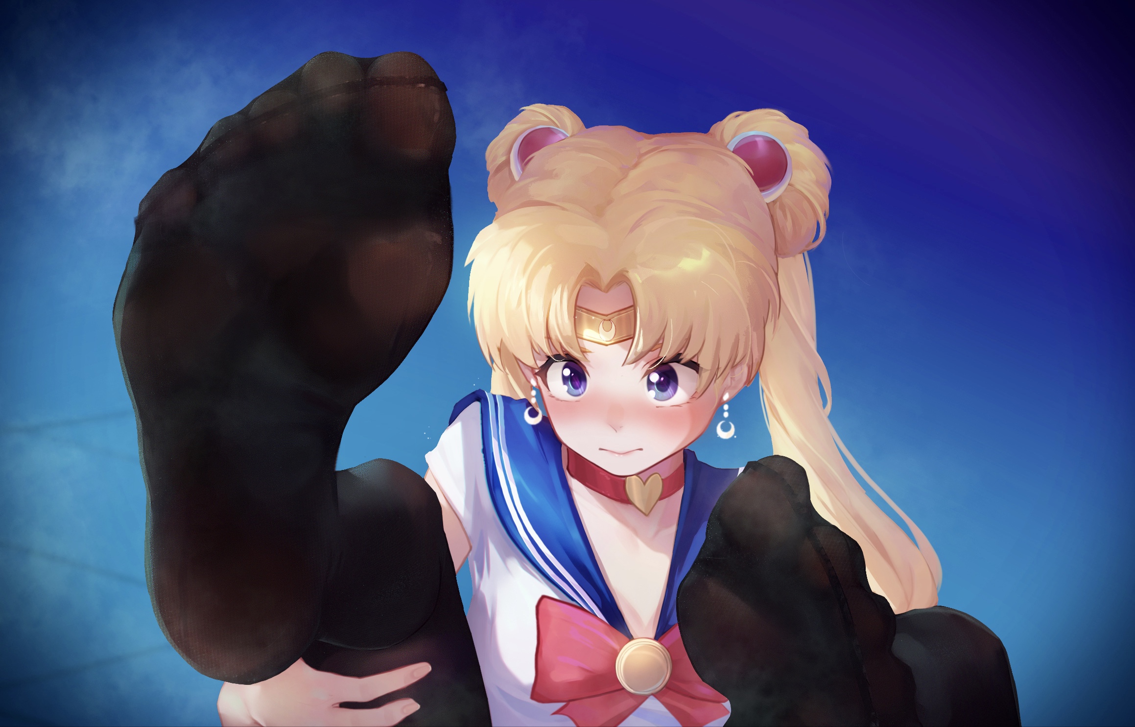 Anime 2318x1485 school uniform choker anime girls Sailor Moon anime blonde feet Icecaker foot sole