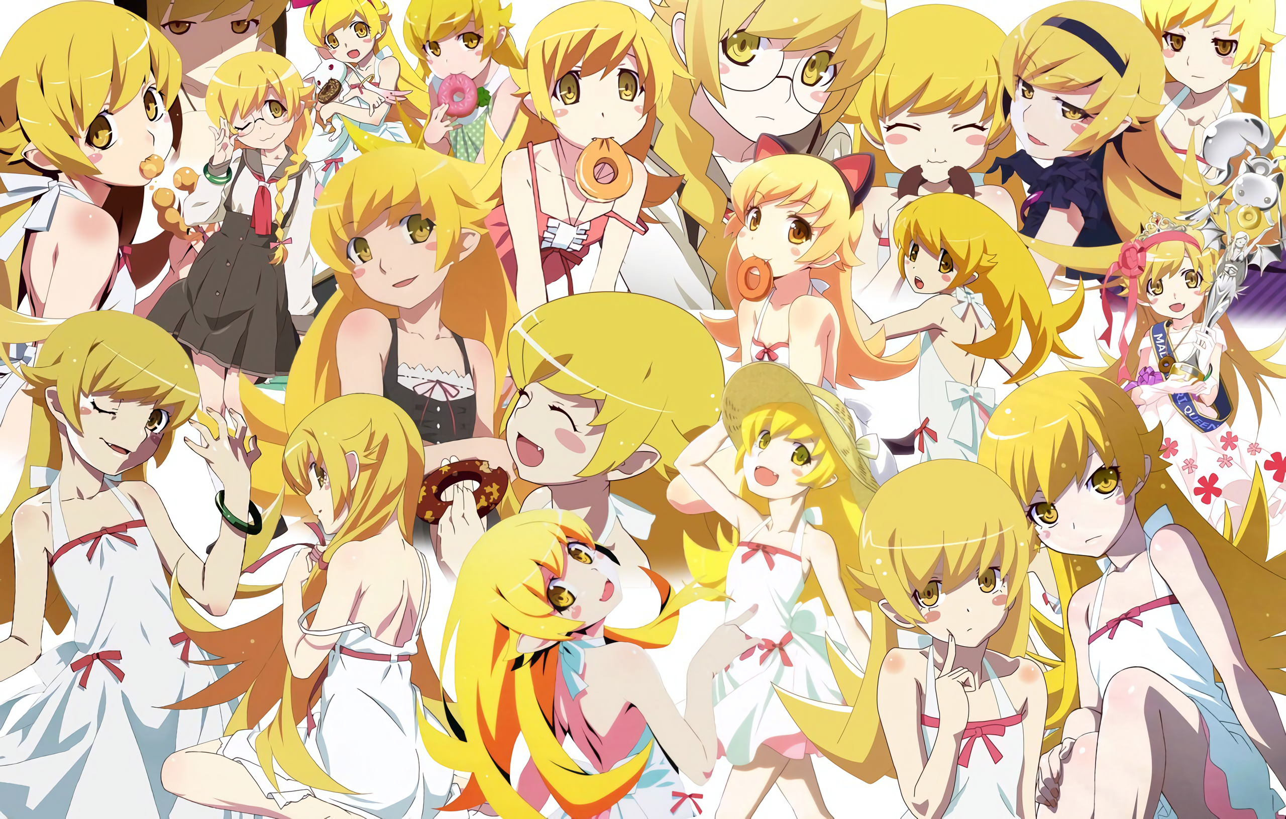 Anime 2560x1630 anime Monogatari Series anime girls Oshino Shinobu blonde loli yellow vampires