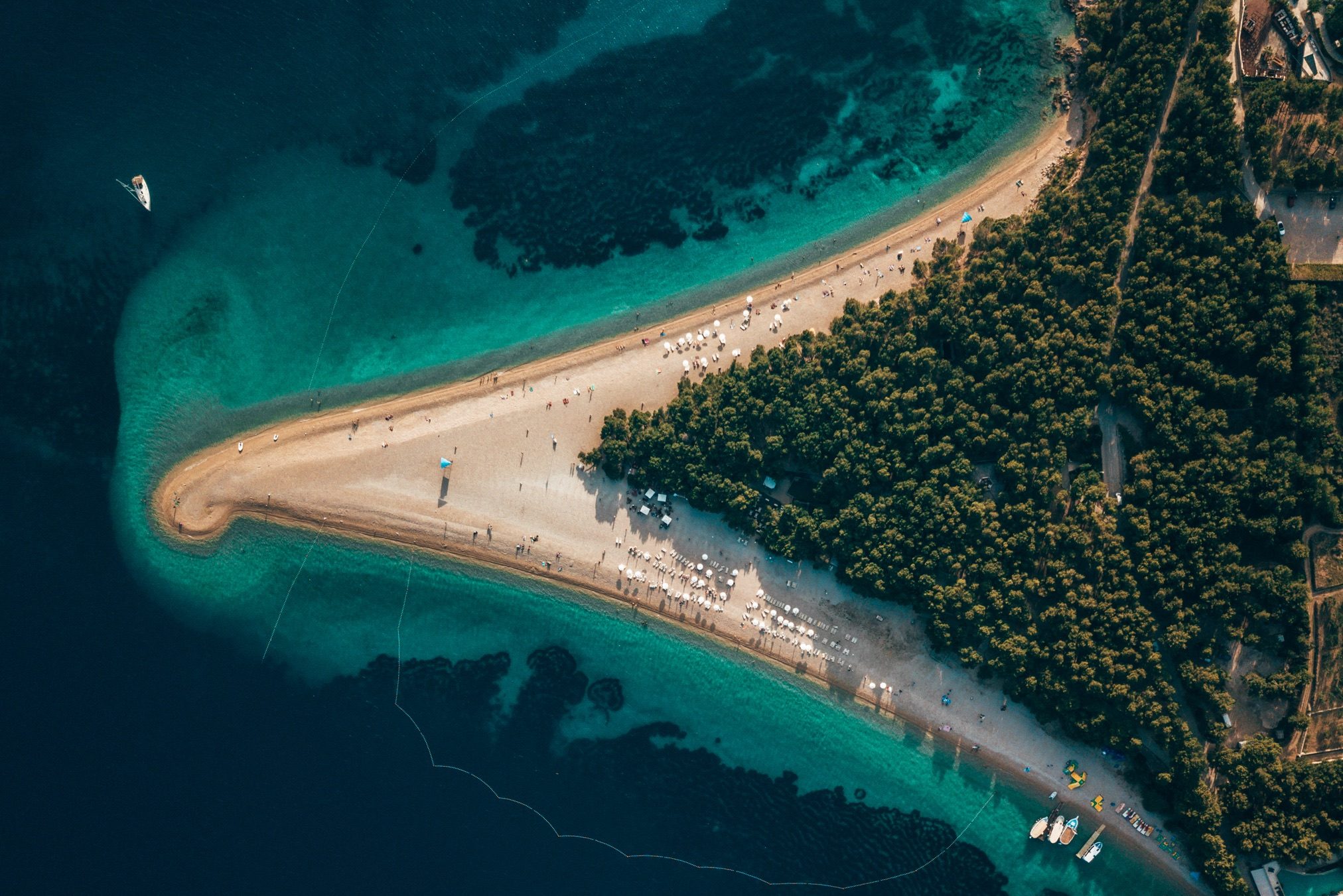 General 2024x1351 nature landscape water sea Croatia beach trees forest boat aerial view island coast