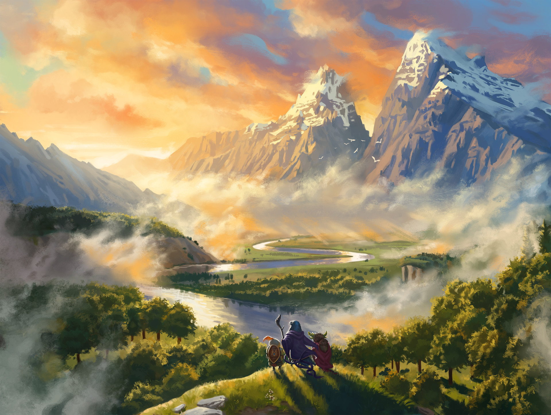 General 1920x1446 landscape fantasy art artwork illustration digital art mountains clouds forest