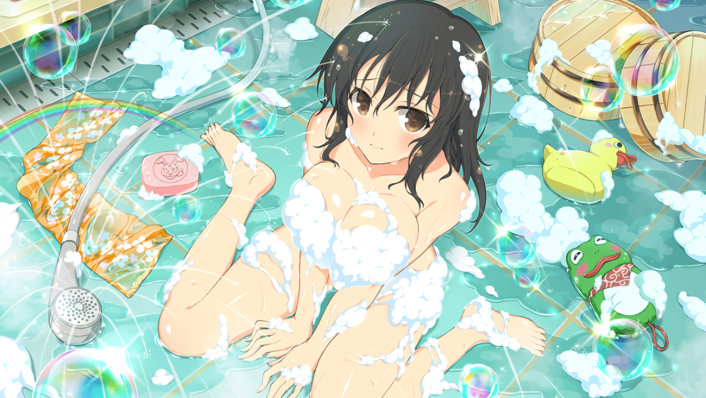 Anime 2272x1280 anime anime girls Senran Kagura big boobs wet Asuka (Senran...