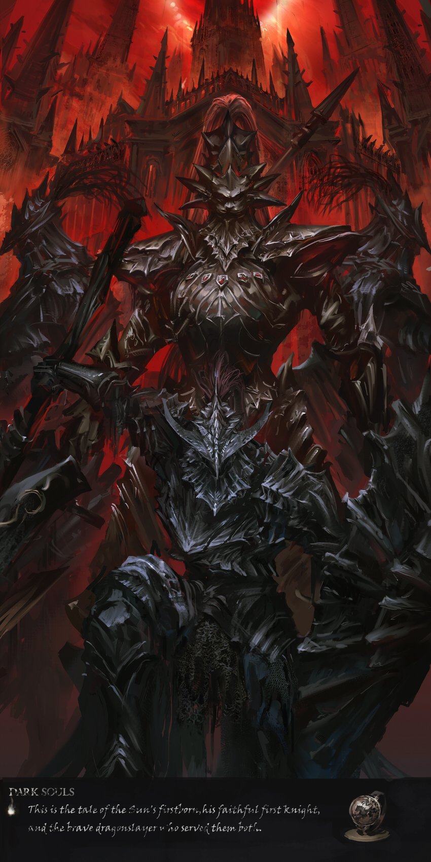 General 850x1700 fantasy art artwork Dark Souls video game art Dragon Slayer Ornstein