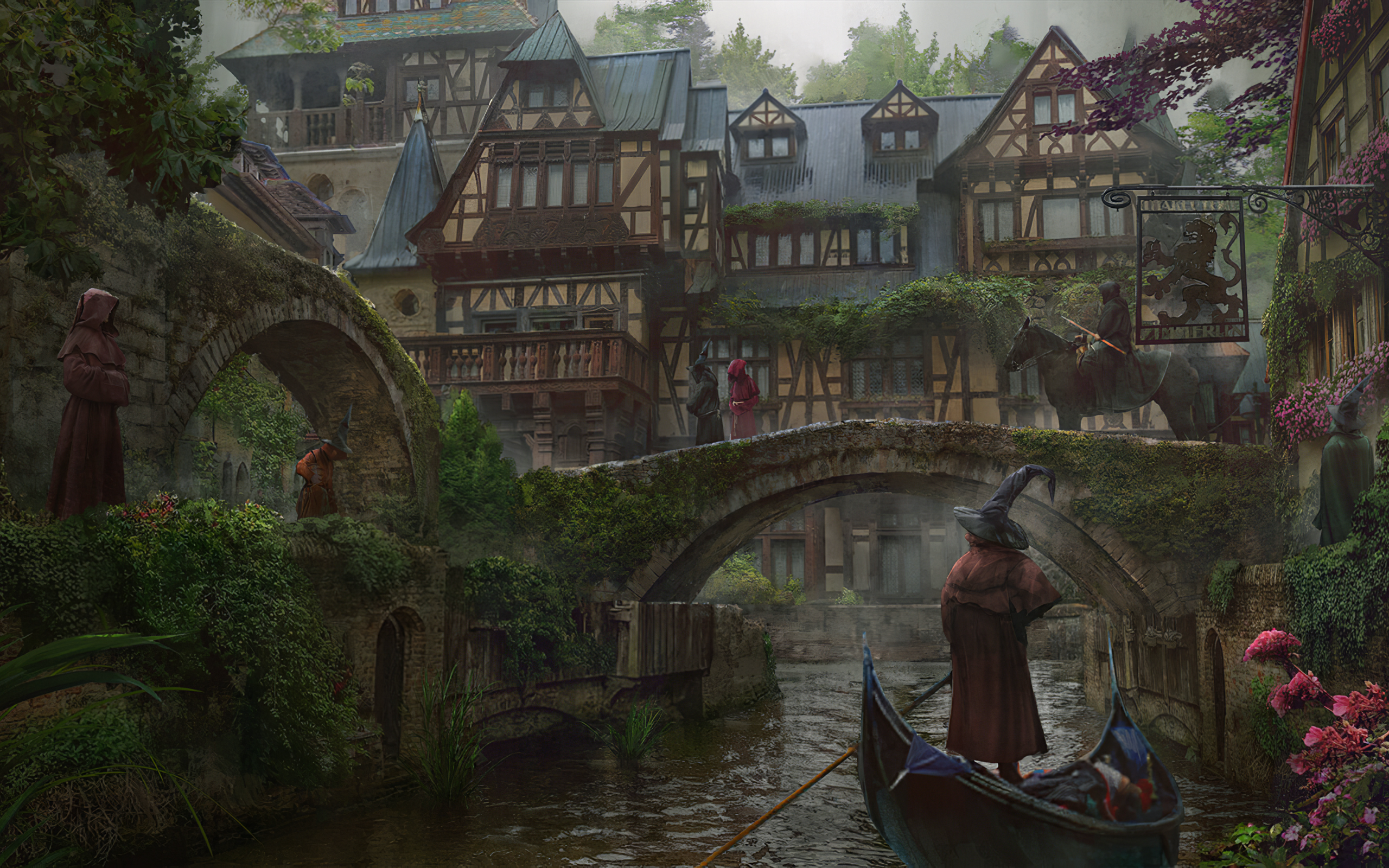 General 2560x1600 fantasy city artwork fantasy art medieval town river city