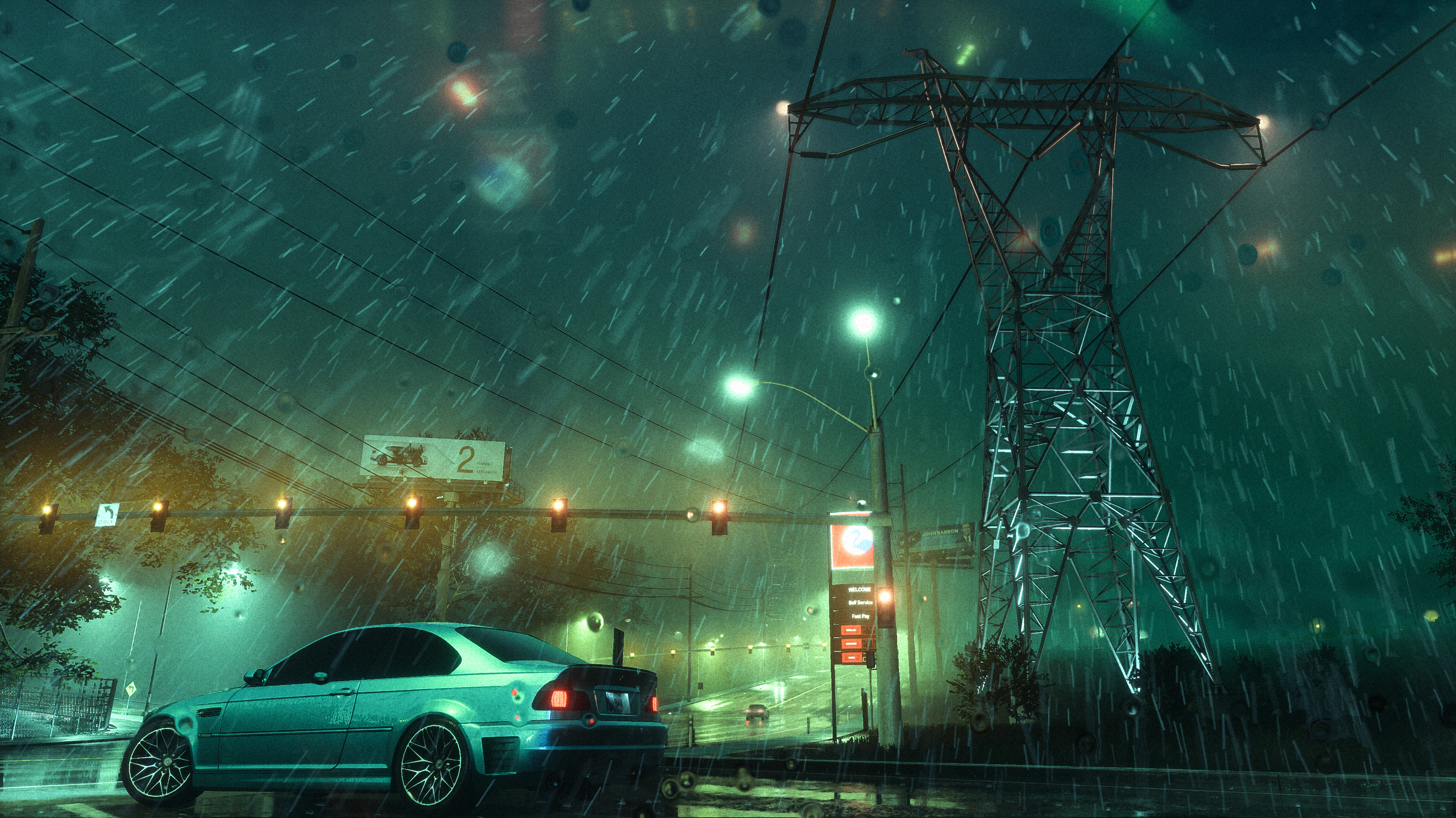 General 3840x2160 Need for Speed: Heat BMW city night rain video games turquoise German cars Electronic Arts
