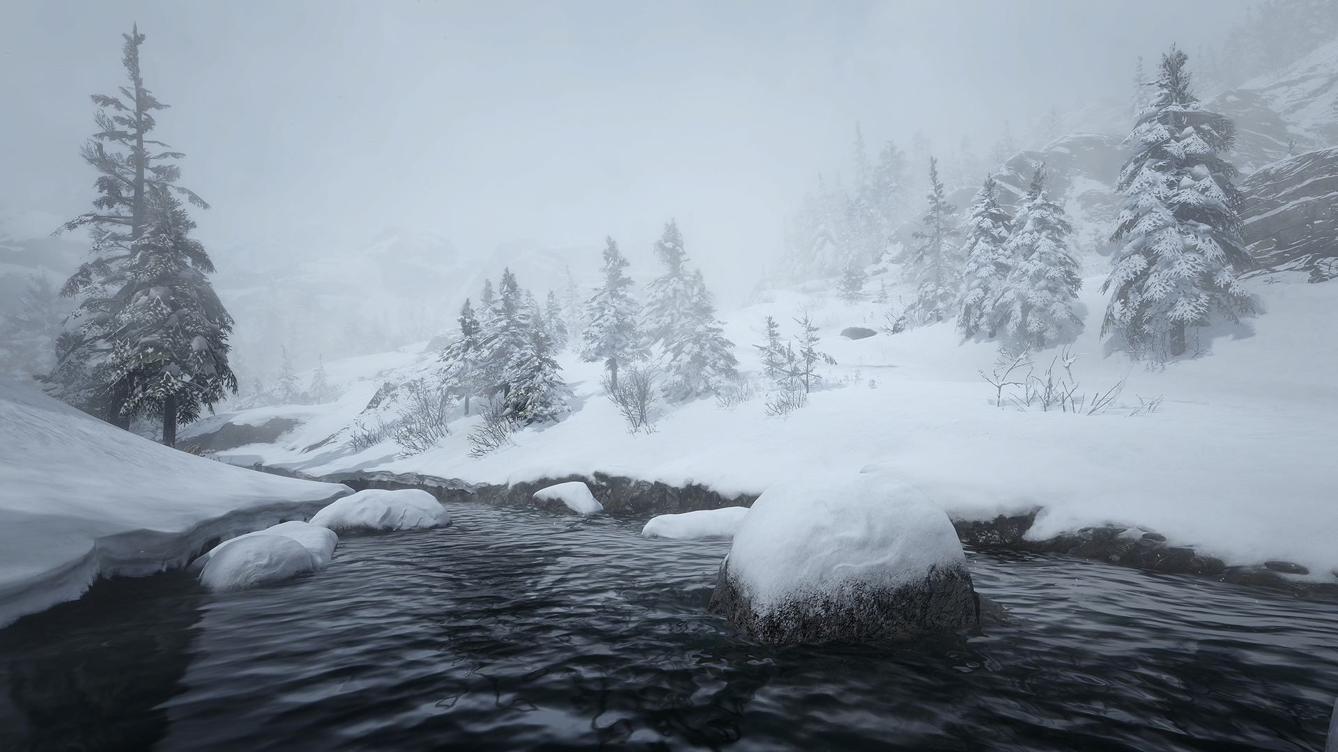 General 1920x1080 Red Dead Redemption 2 video games PC gaming nature landscape winter screen shot river