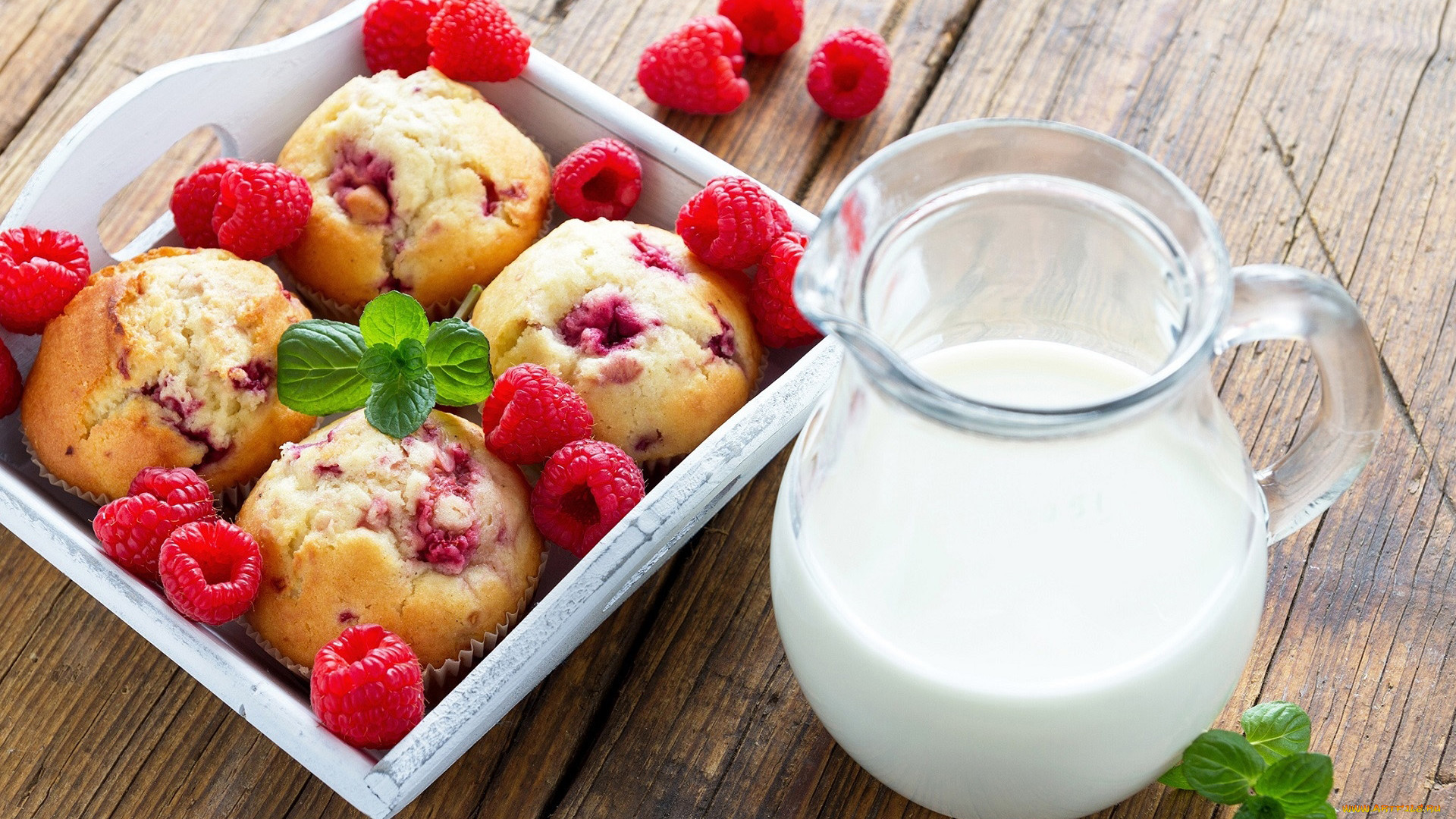 General 1920x1080 food milk fruit berries muffins