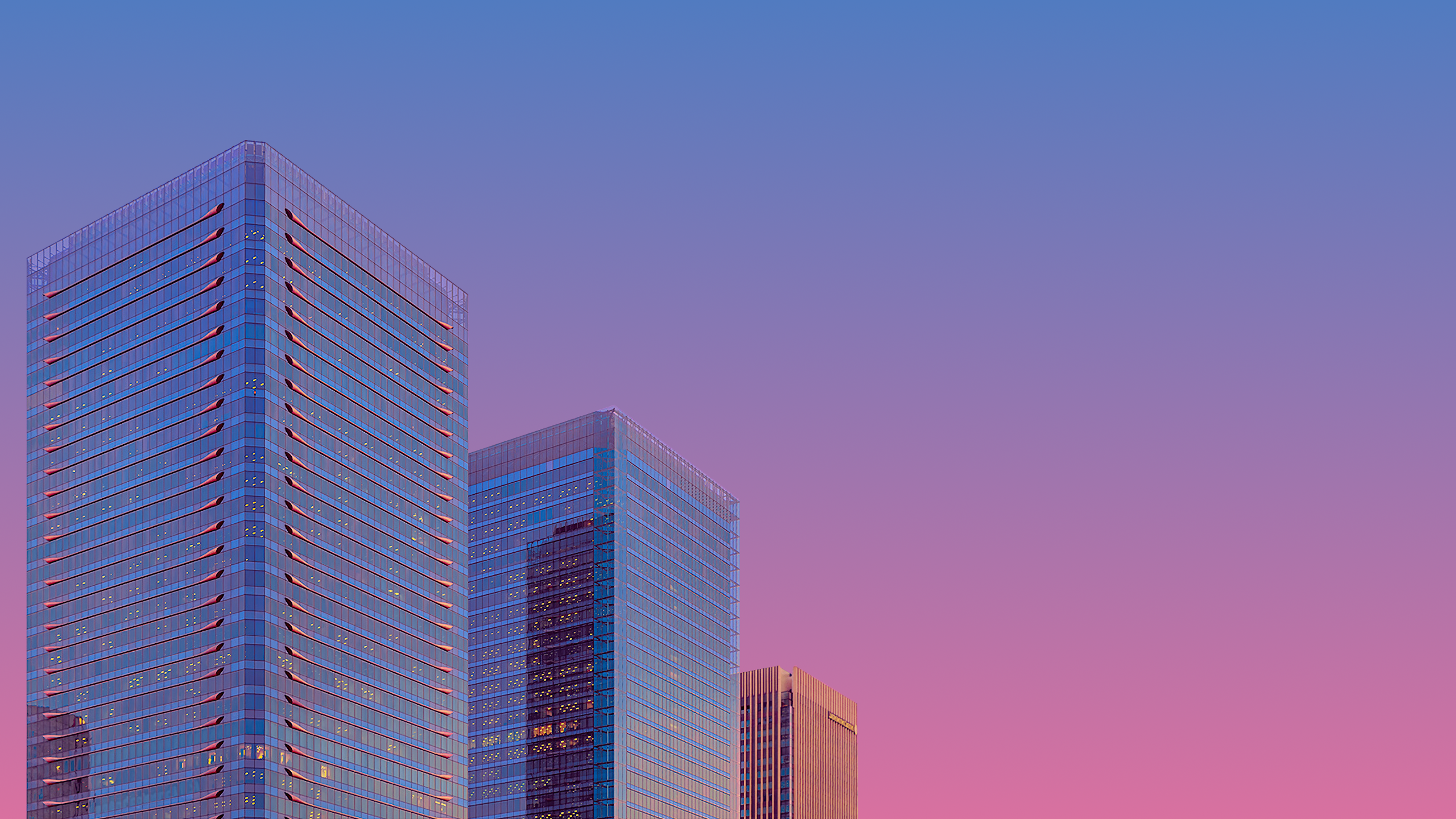General 2560x1440 purple sky skyscraper vaporwave building city simple background digital art