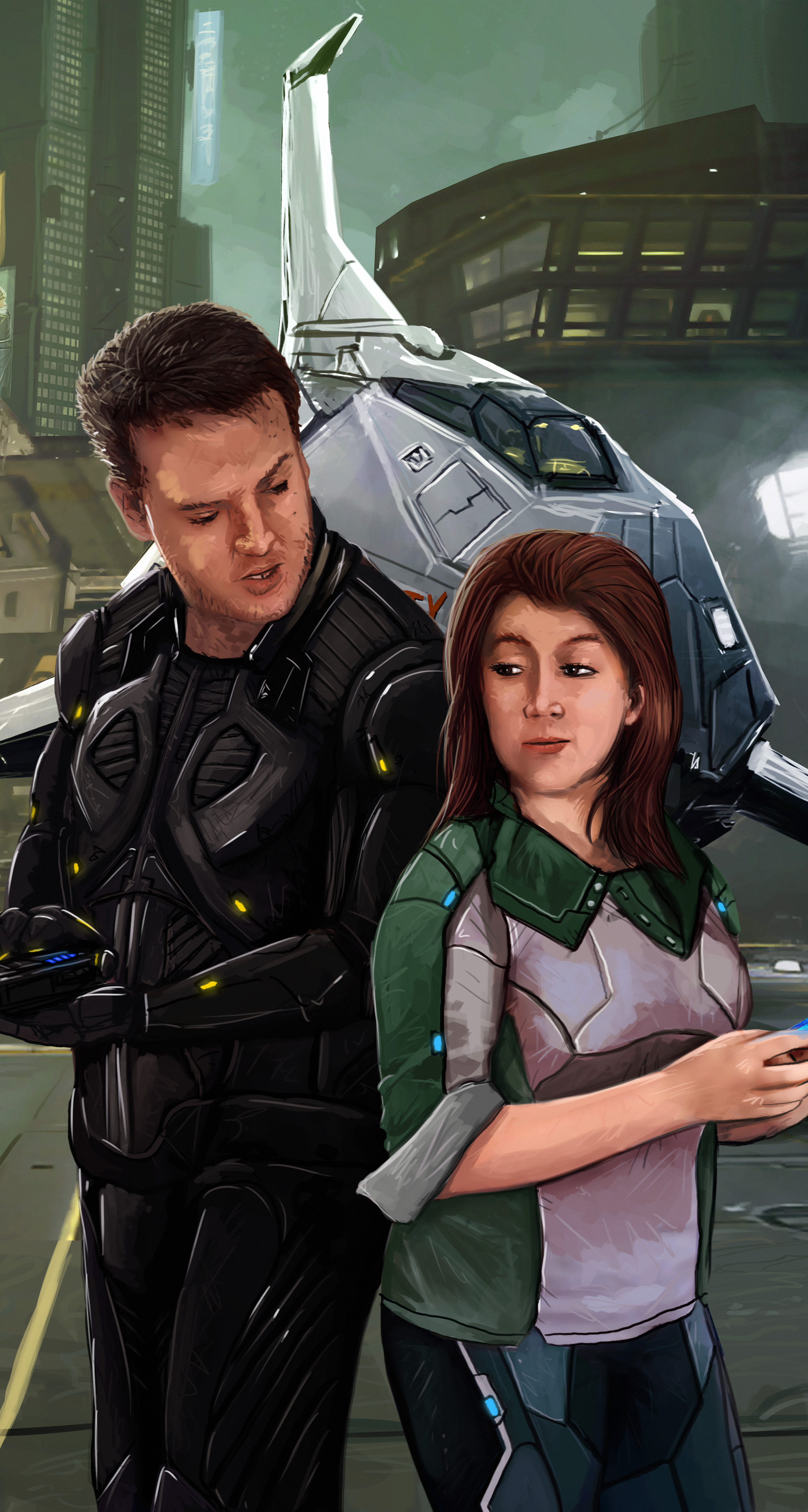 General 3045x5697 Kev-Art Elite: Dangerous Commander women video game characters video games spaceship
