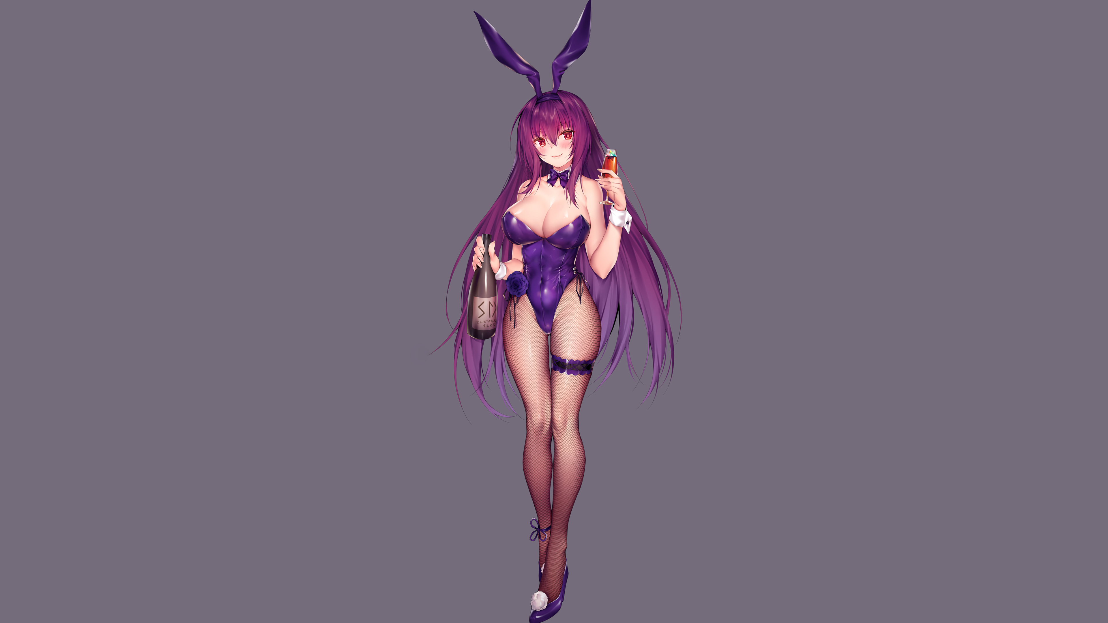 Anime 3840x2160 Fate series anime girls Scathach illustration digital art simple background