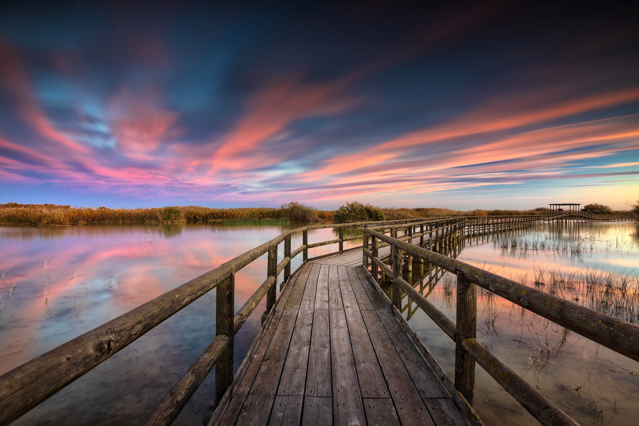 General 2048x1365 sky nature landscape outdoors clouds wooden walkway water