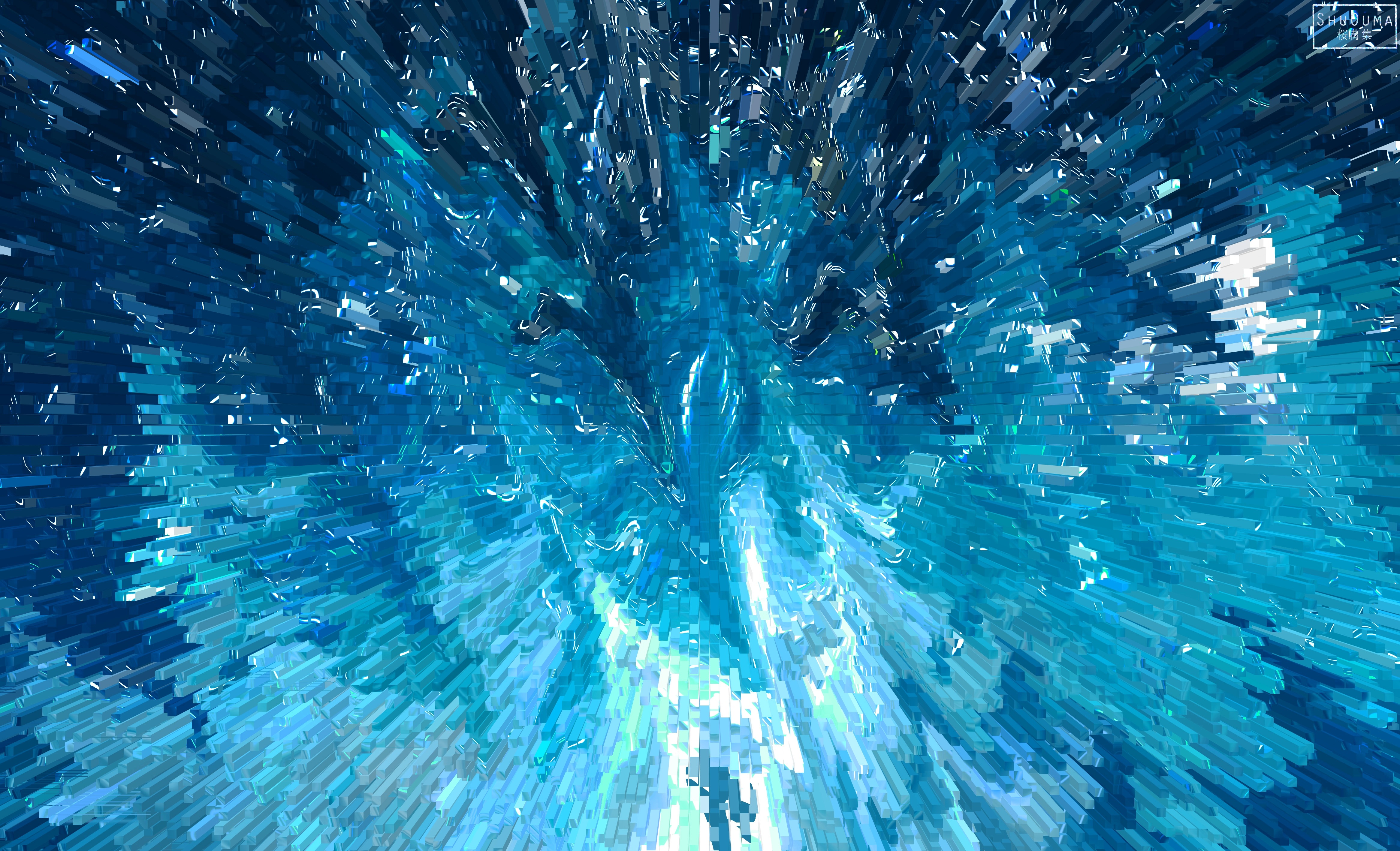 General 4664x2836 abstract CGI digital art shapes blue