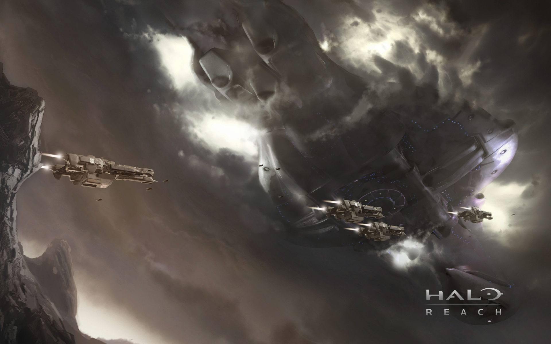 General 1920x1200 Halo (game) video game art video games spaceship science fiction Halo Reach clouds mountains landscape