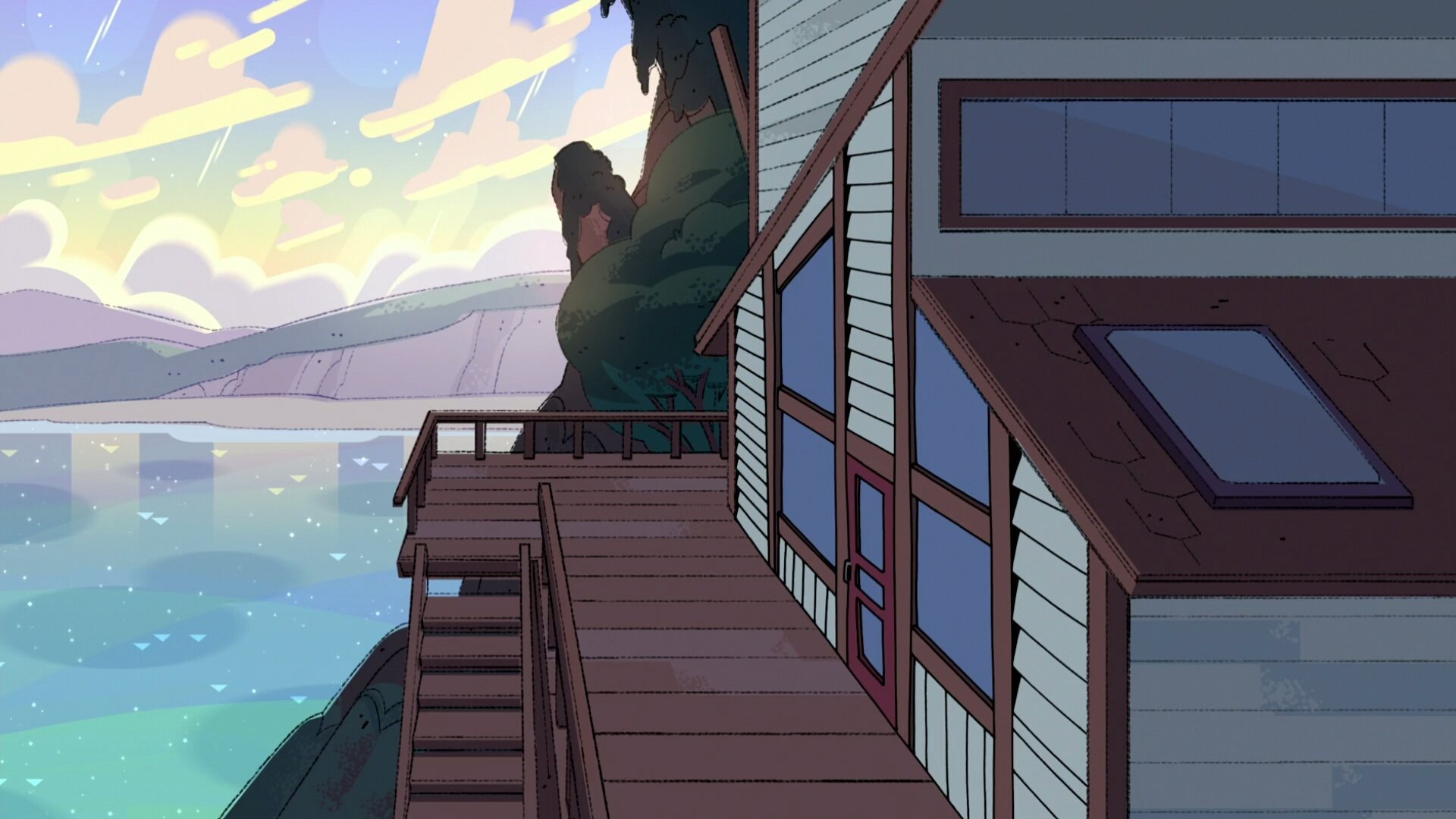 General 1920x1080 Steven Universe cartoon house water clouds stairs wood window