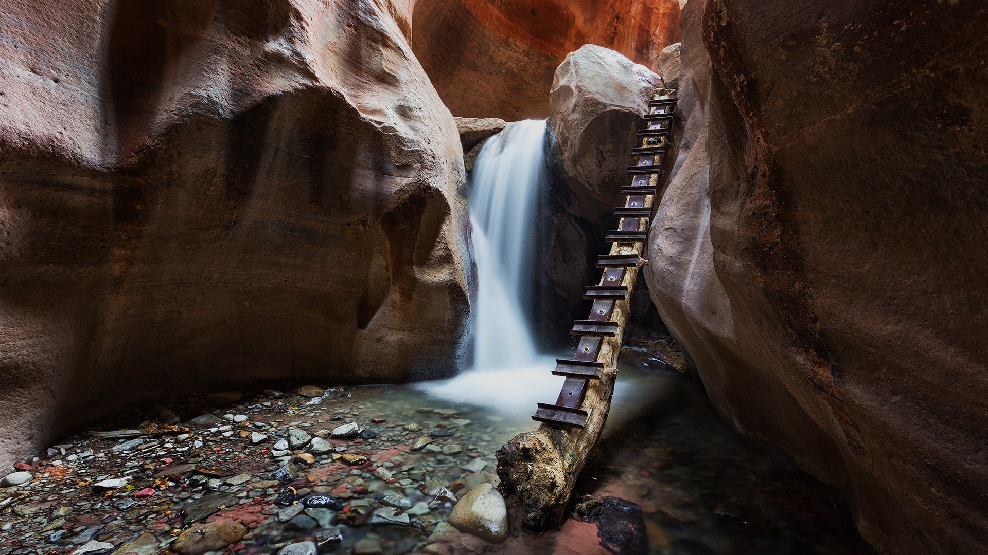 General 1920x1080 nature rocks canyon water spring long exposure Kanarraville Falls Utah USA hiking ladder