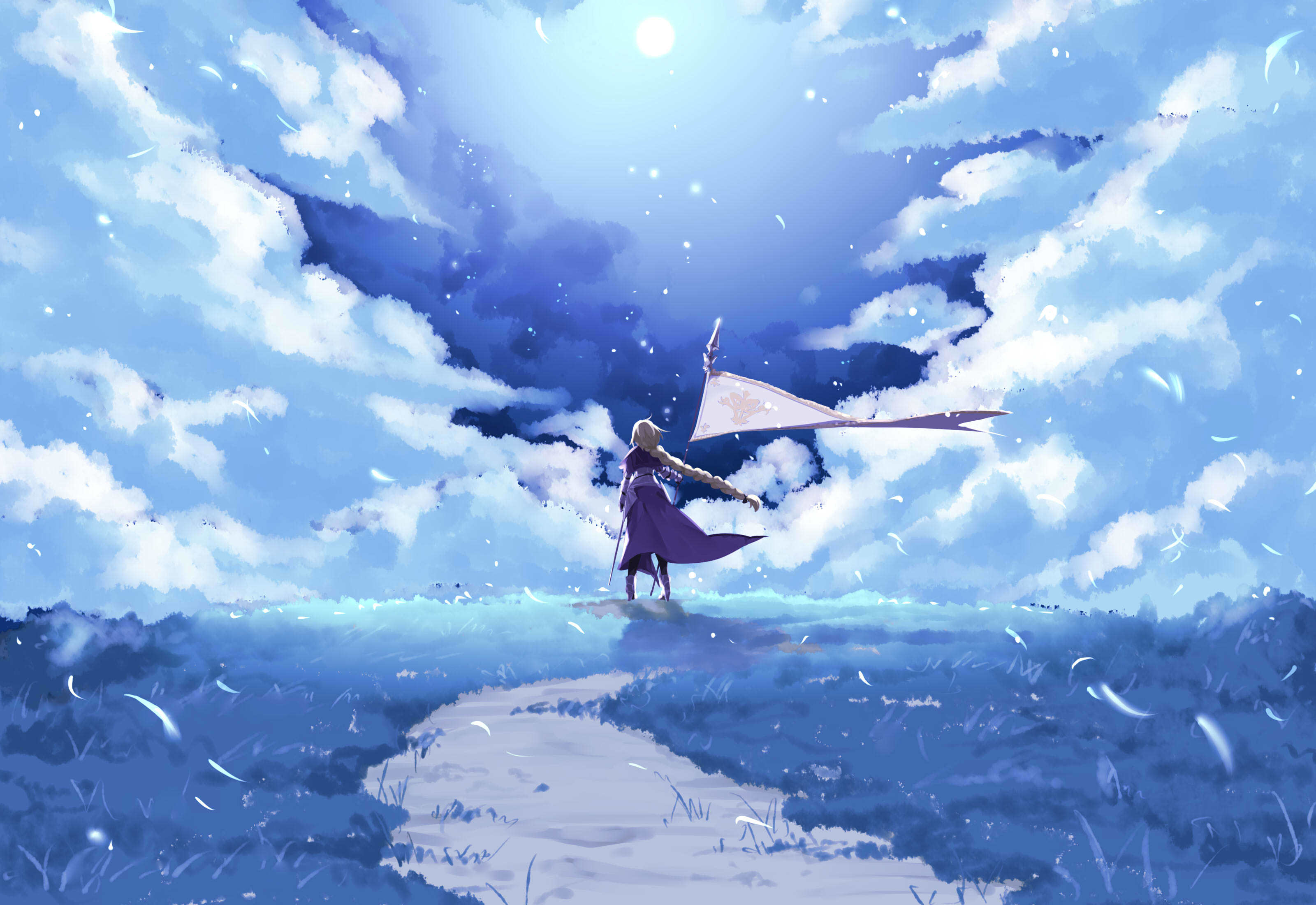 Anime 3200x2200 anime manga Fate/Grand Order Fate series anime girls fantasy art painting drawing Ruler (Fate/Grand Order) sky landscape clouds artwork
