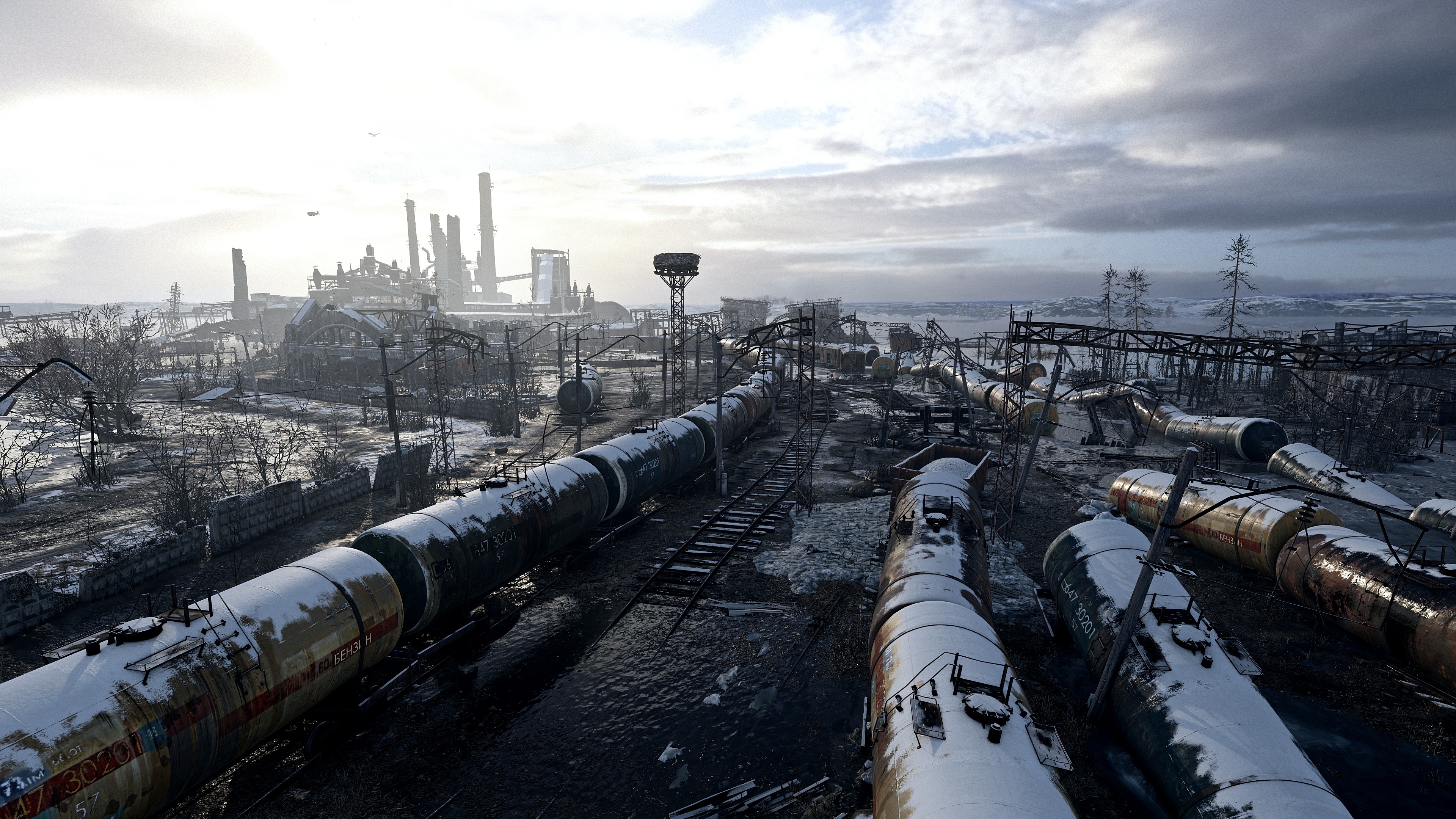 General 3840x2160 train wreck apocalyptic railway sky 2019 (year) Metro Exodus video games