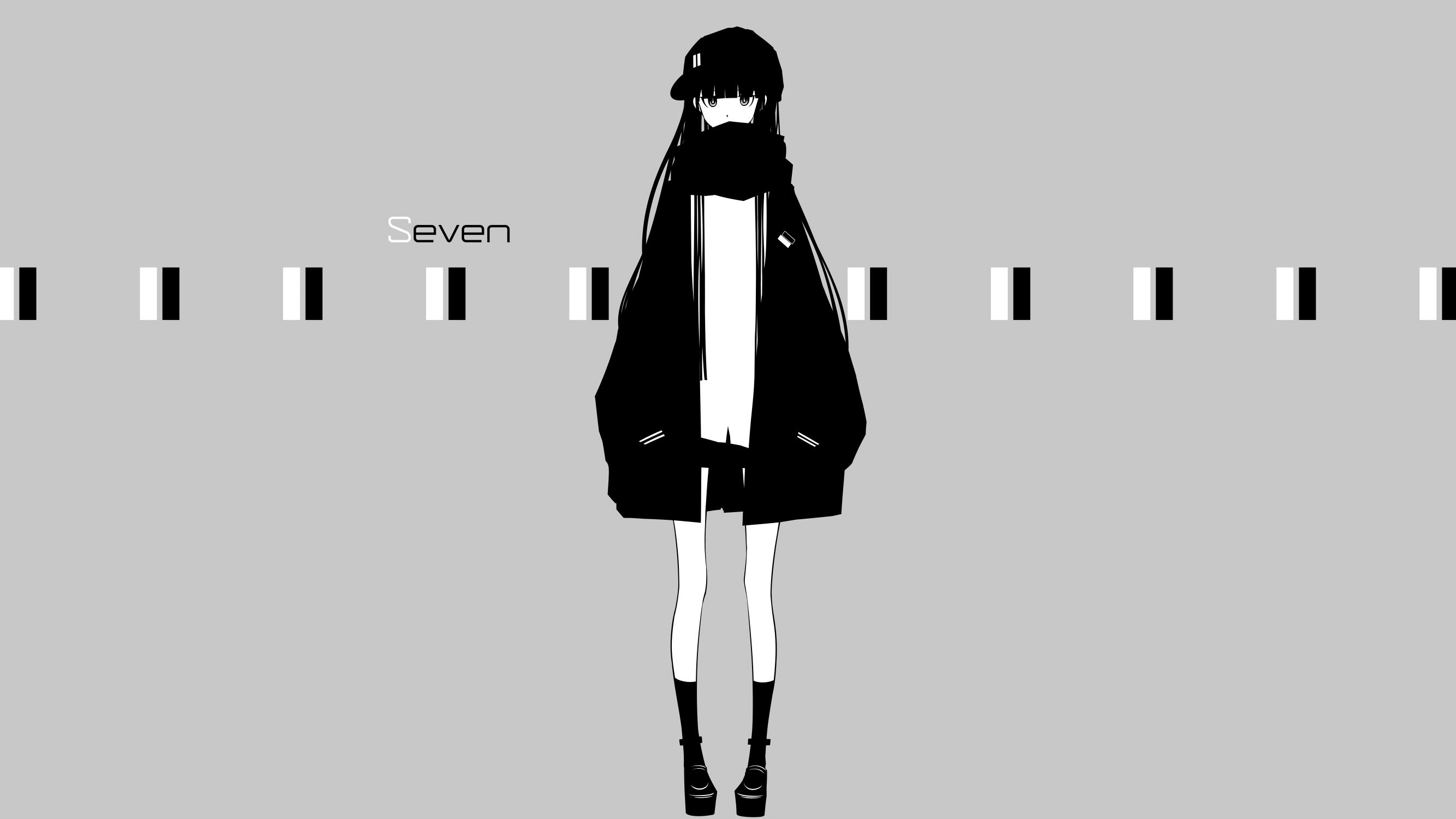 Anime 2666x1500 haru@ anime girls original characters simple background hat jacket skirt scarf long hair