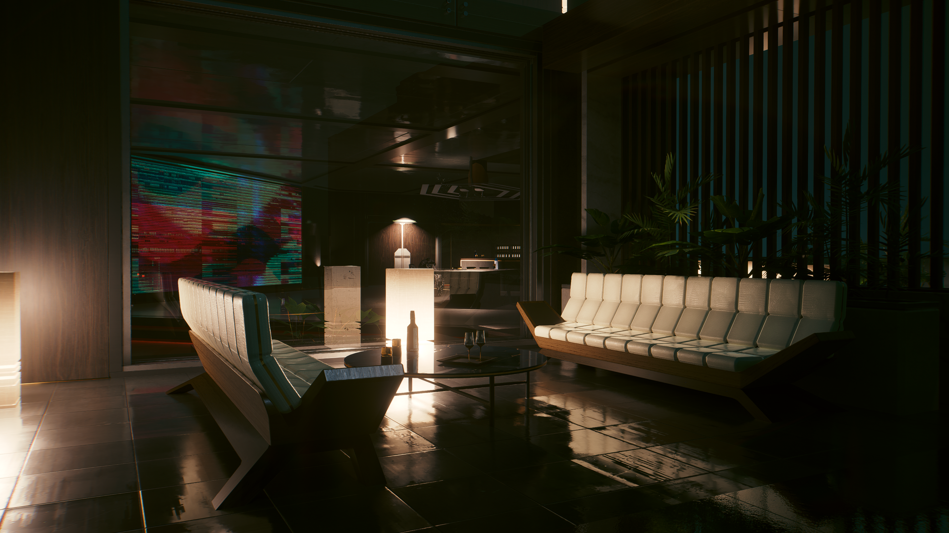 General 3840x2160 Cyberpunk 2077 video games CGI couch table interior