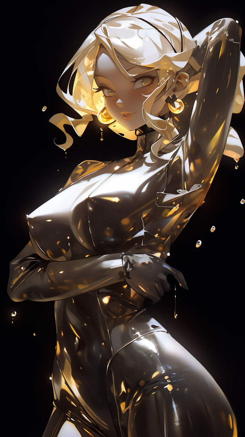 Shubmedea, women, hard nipples, blonde, looking at viewer, big boobs,  armpits, AI art, Midjourney, digital art, artwork, latex, latex bodysuit,  portrait display, portrait, simple background, black background | 816x1456  Wallpaper - wallhaven.cc