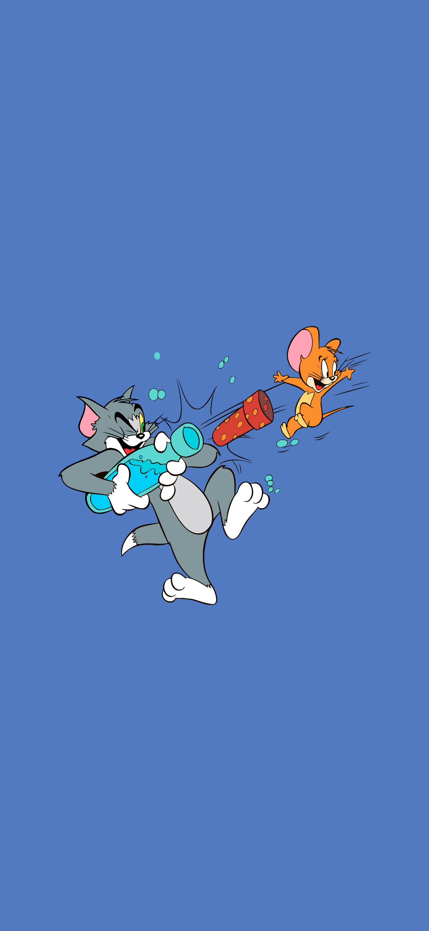 General 1440x3120 cartoon Tom and Jerry simple background minimalism blue background