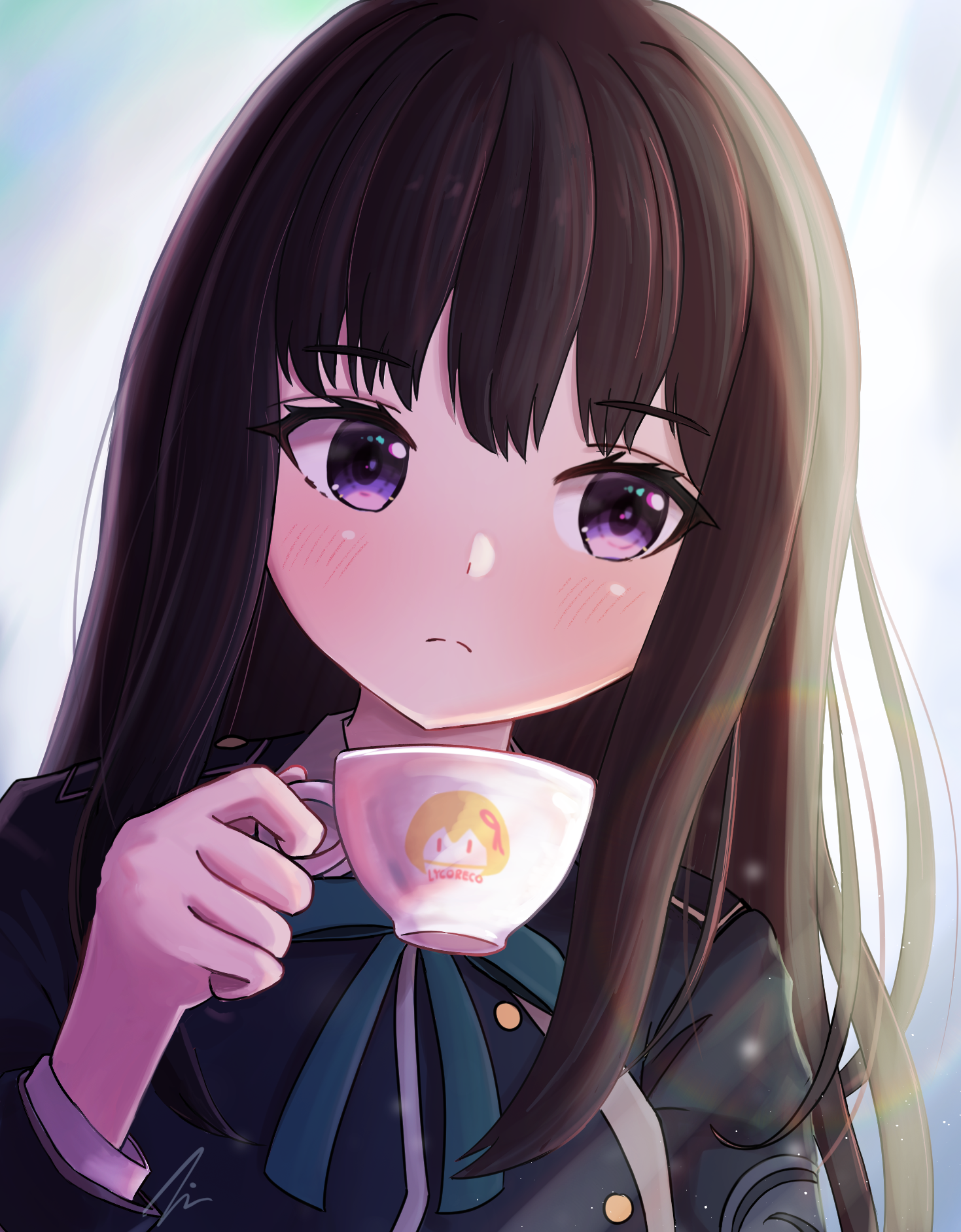 Anime 1469x1884 anime anime girls Lycoris Recoil Inoue Takina long hair black hair solo artwork digital art fan art